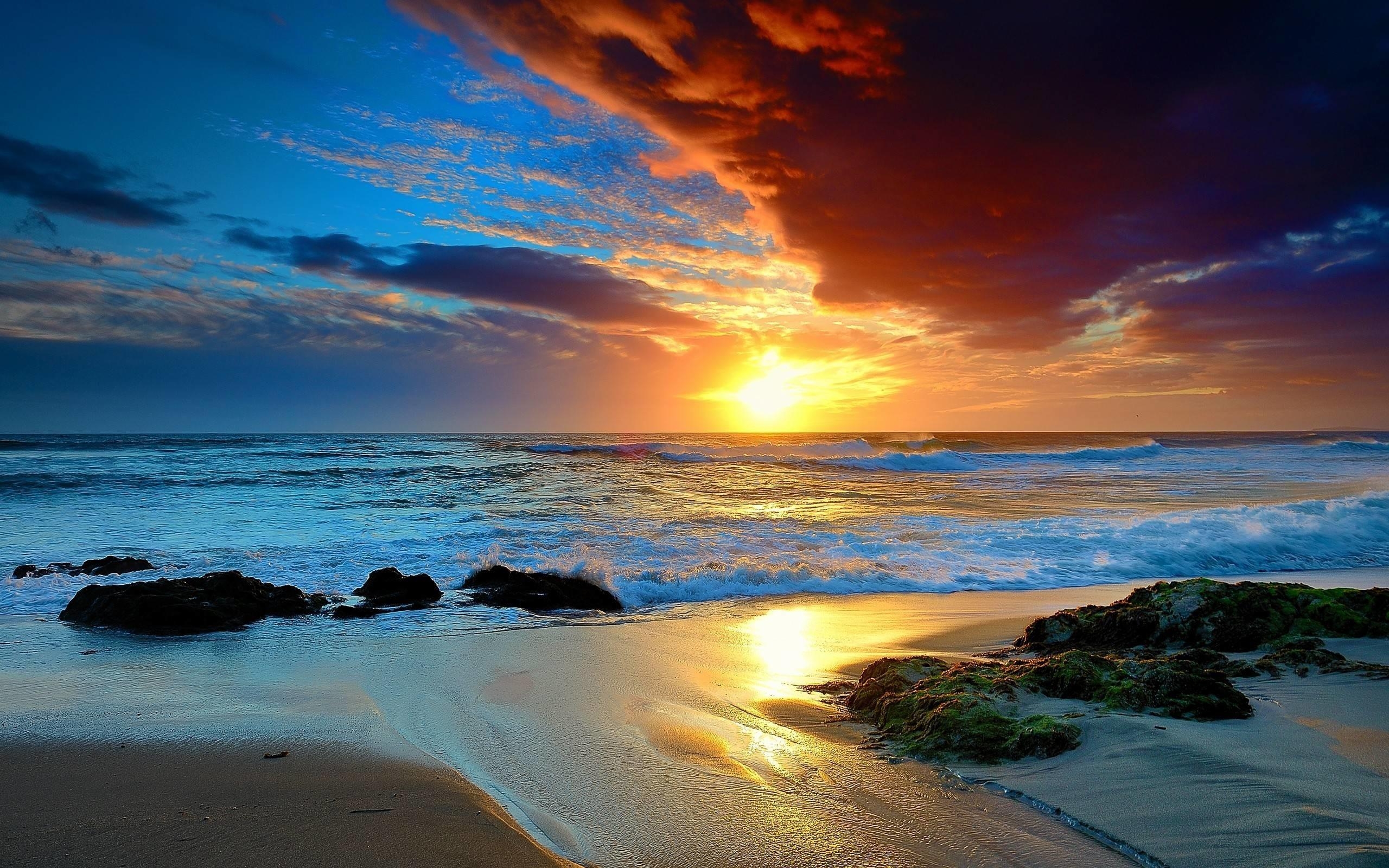 2560x1600 Sunset Beach Wallpaper, Desktop