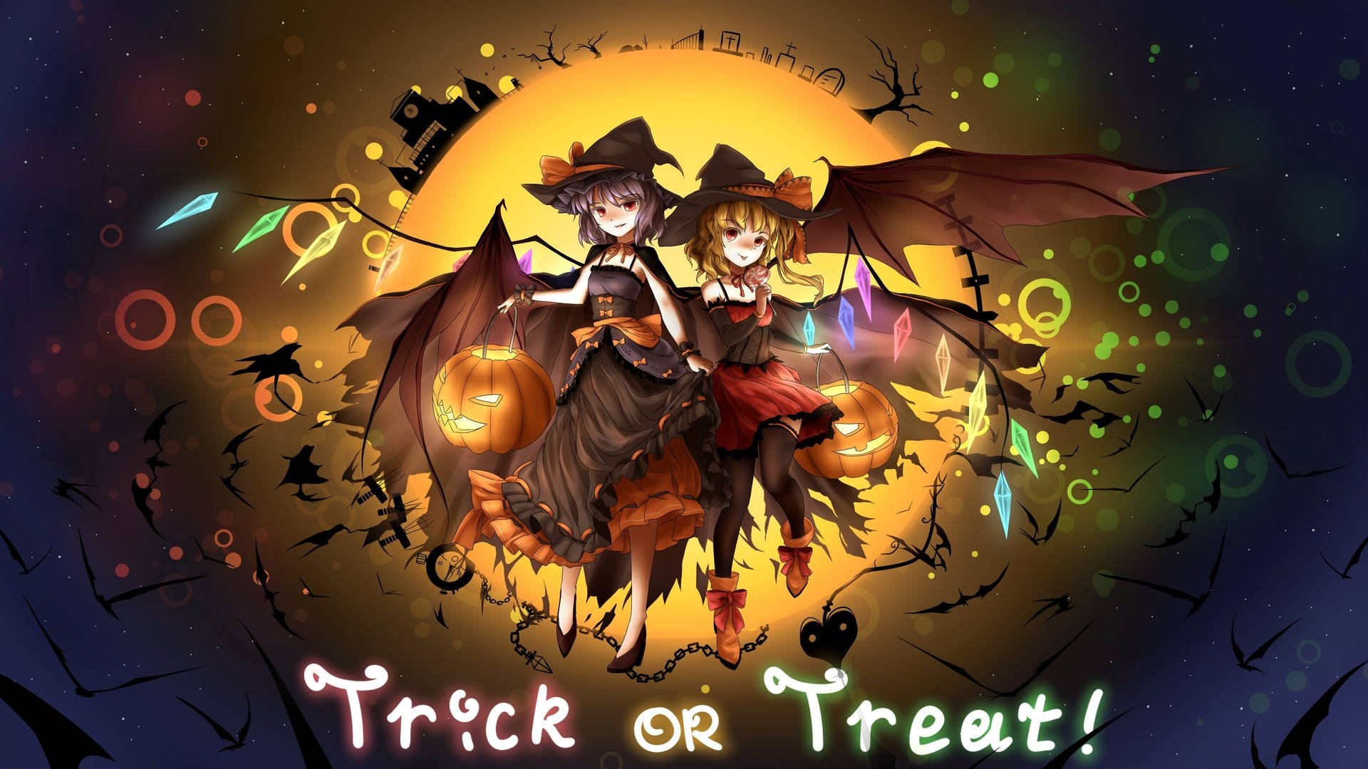 1920x1080 Download Halloween Anime Witches Art Wallpaper, Desktop