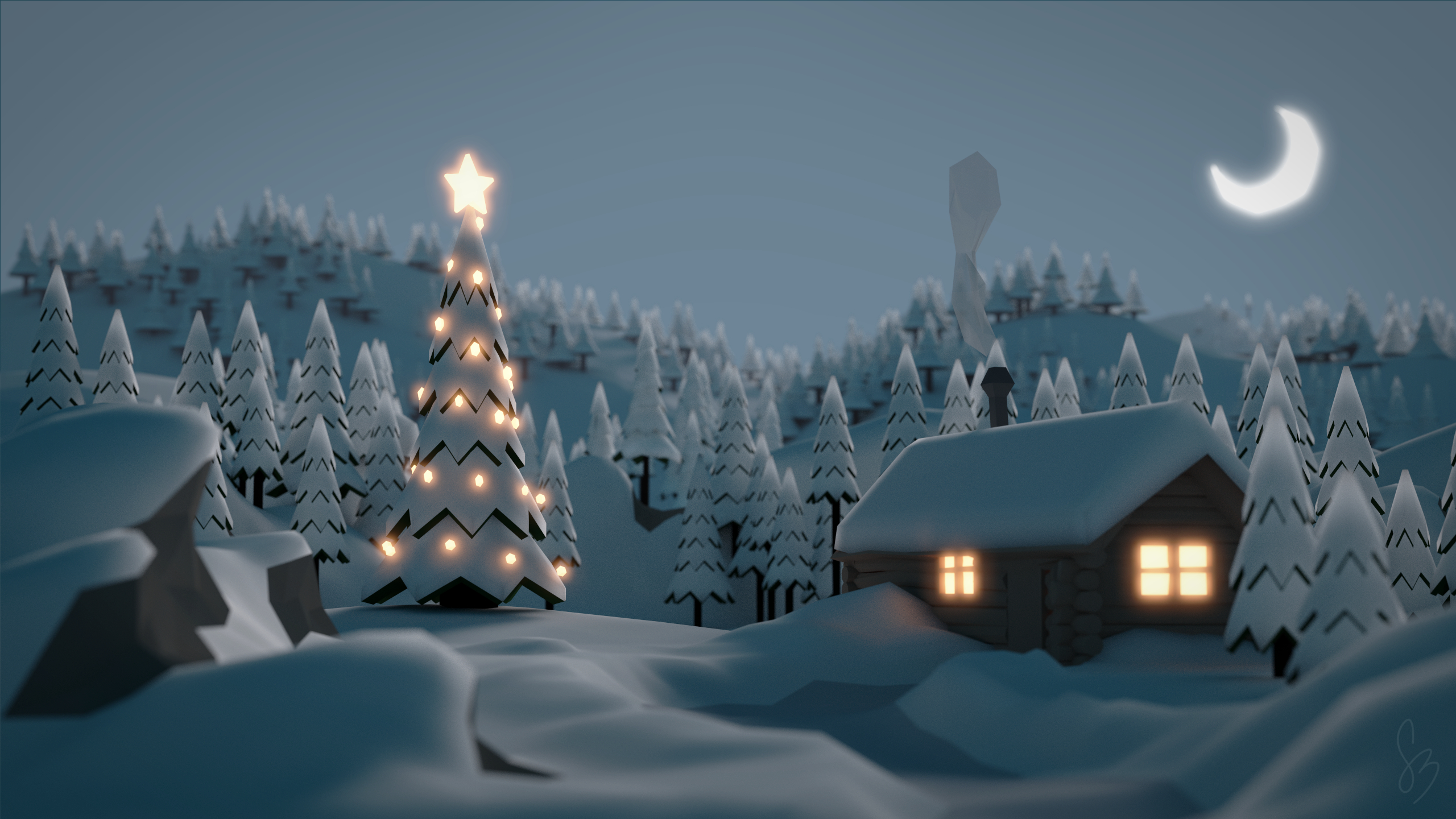 2560x1440 Cozy Winter Christmas Desktop Wallpaper, Desktop