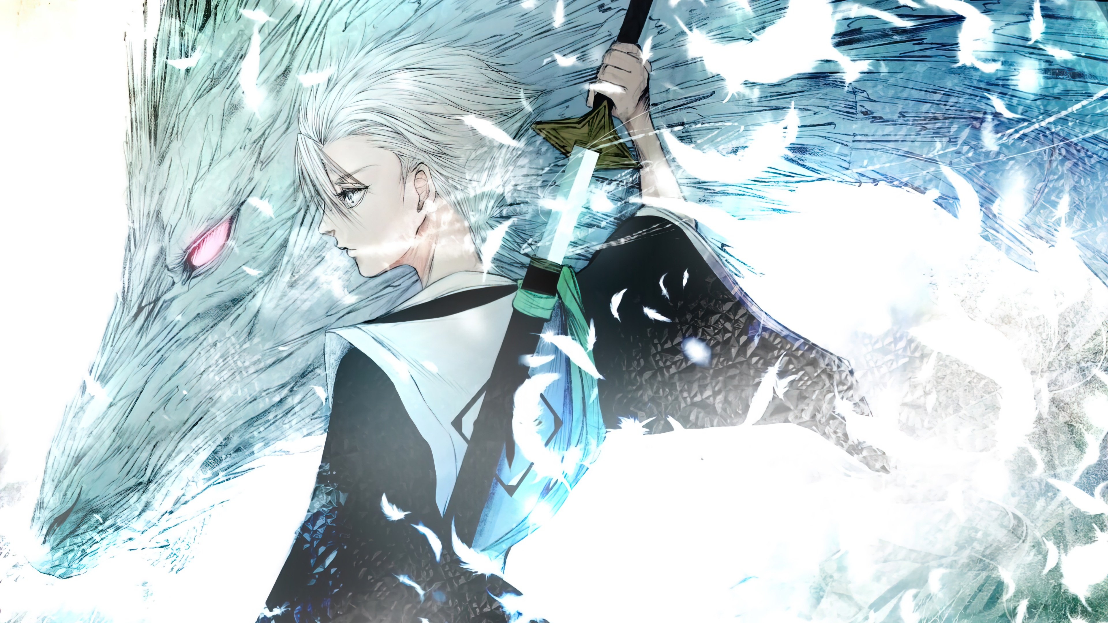 3840x2160 toshiro hitsugaya, ice, dragon, Desktop