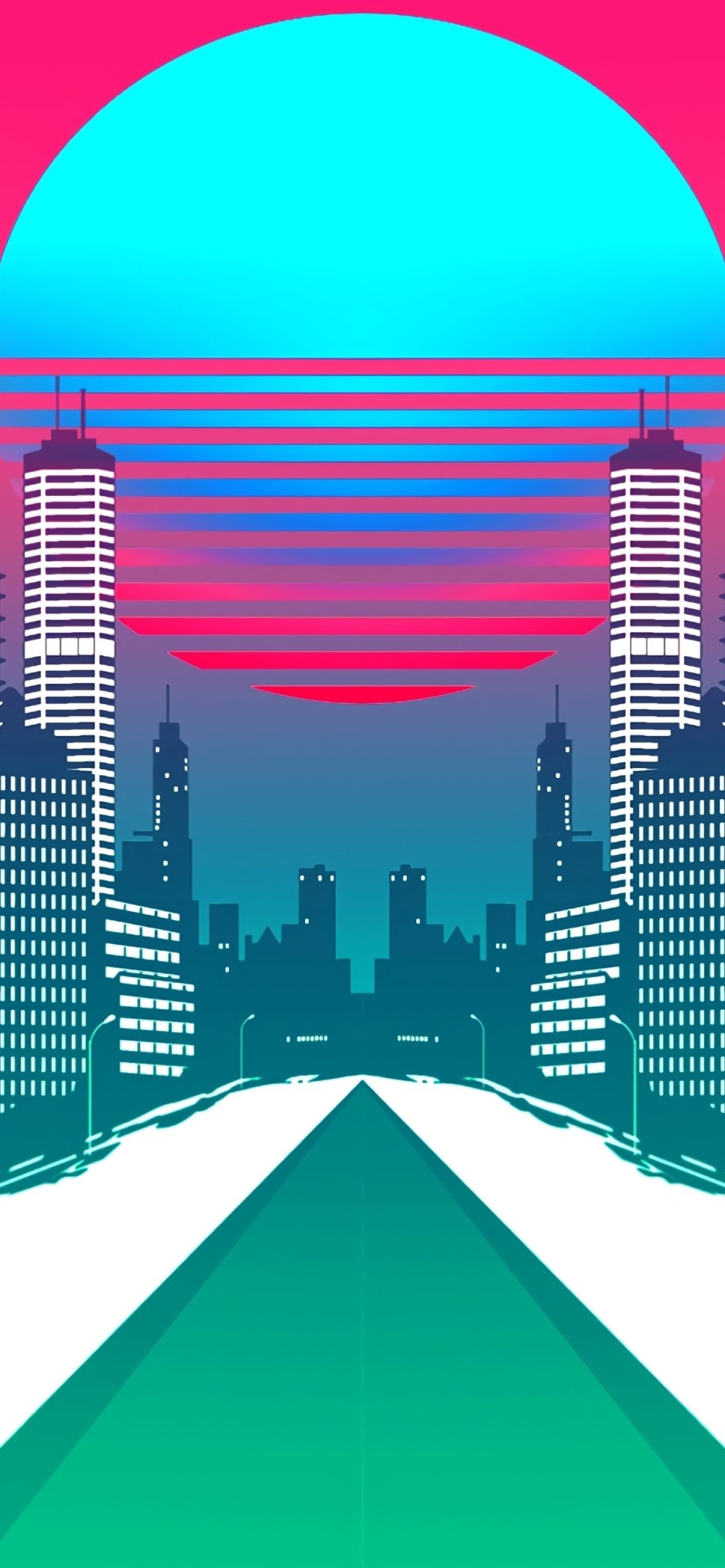 1250x2690 City Retrowave Synthwave Art iPhone XS MAX Wallpaper, HD, Phone