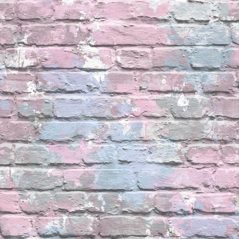 1000x1000 Muriva Painted Brick Pattern Wallpaper Paint Splash Colourful, Phone