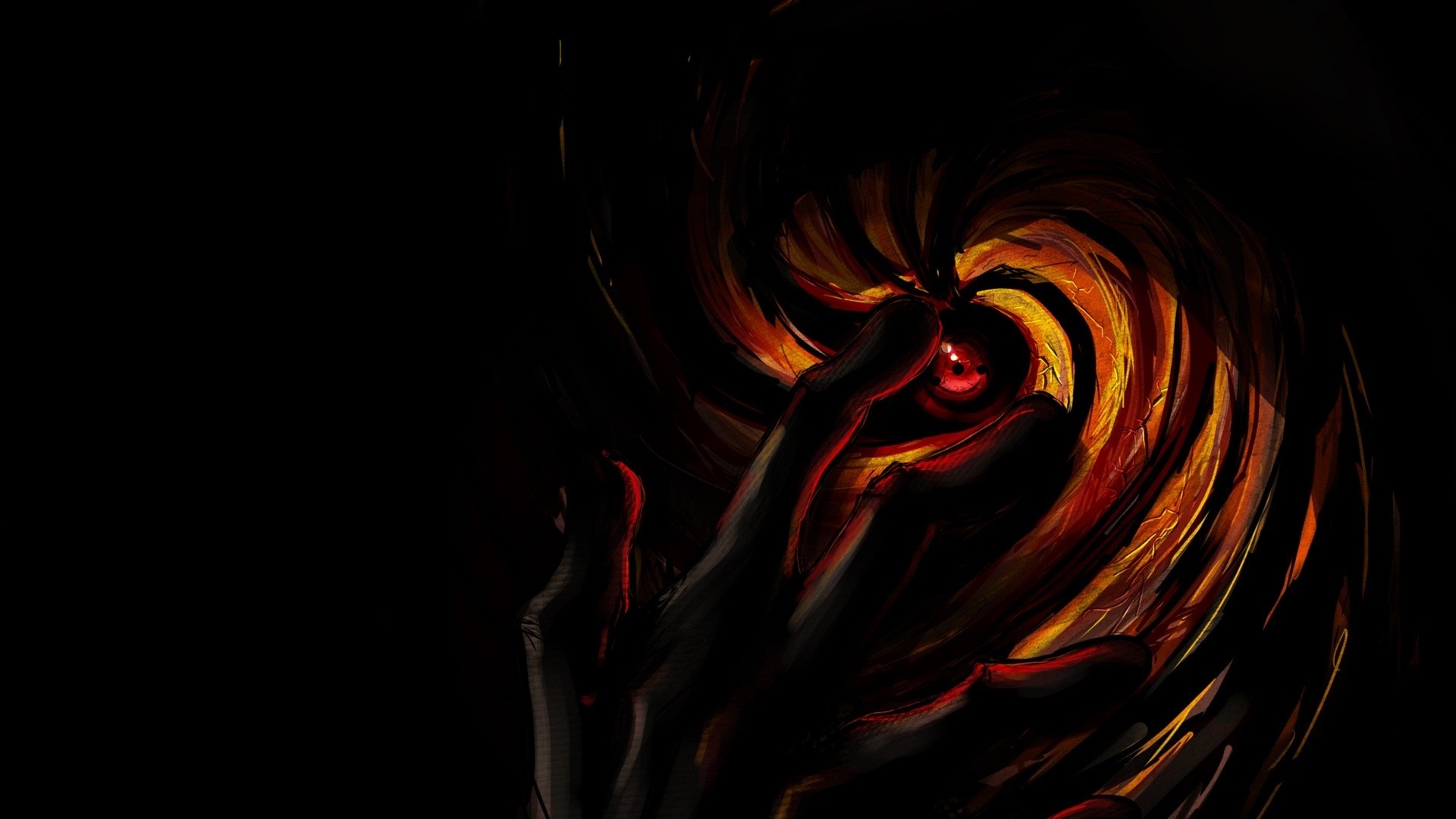 1920x1080 black, red, mask, fire, Naruto Shippuuden, Sharingan, circle, Tobi, light, color, flower, flame, darkness, computer wallpaper, human body, fractal art, organ, macro photography Gallery HD Wallpaper, Desktop