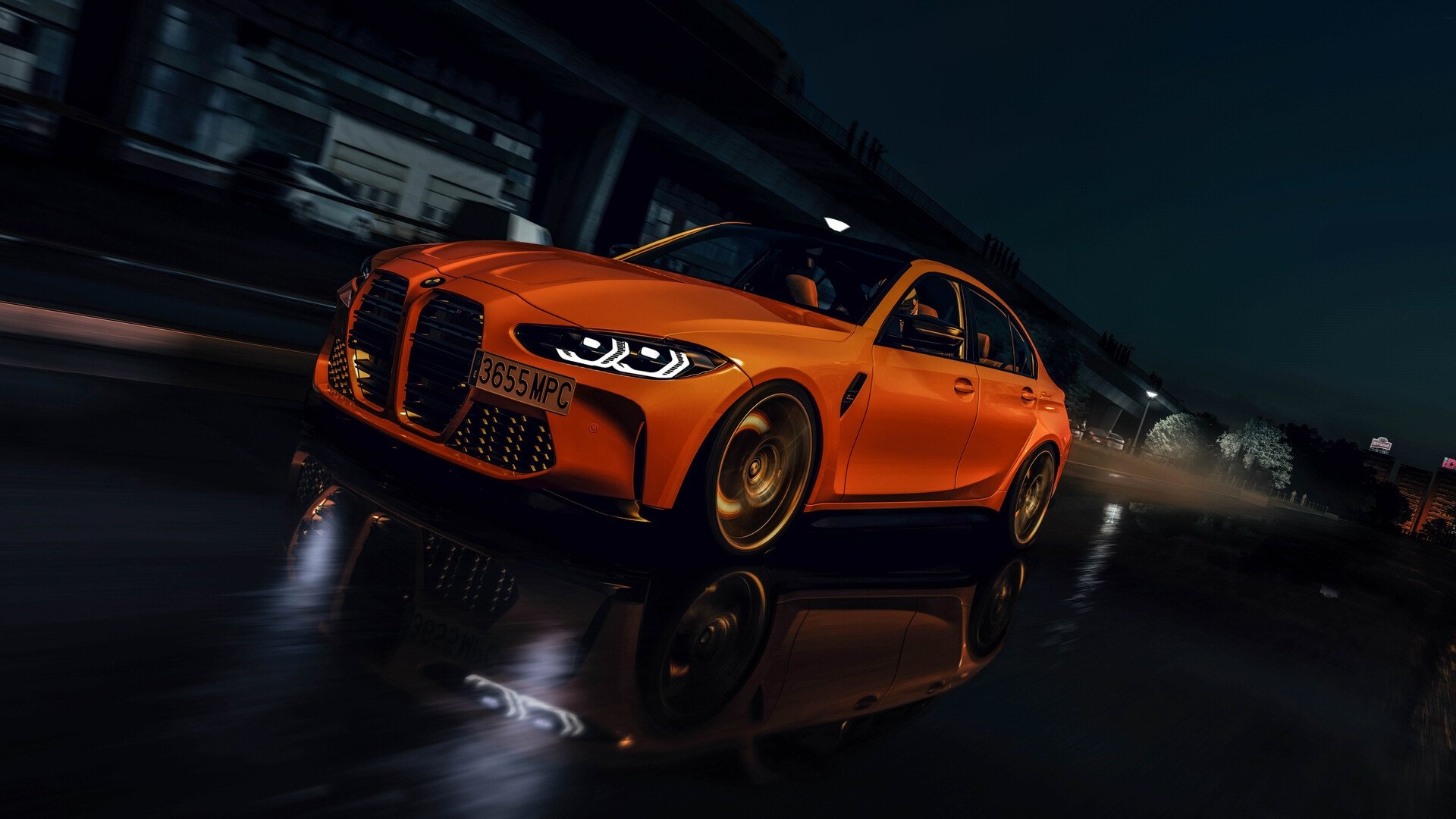 1920x1080 BMW M3 G80 Competition in rainny night, Desktop