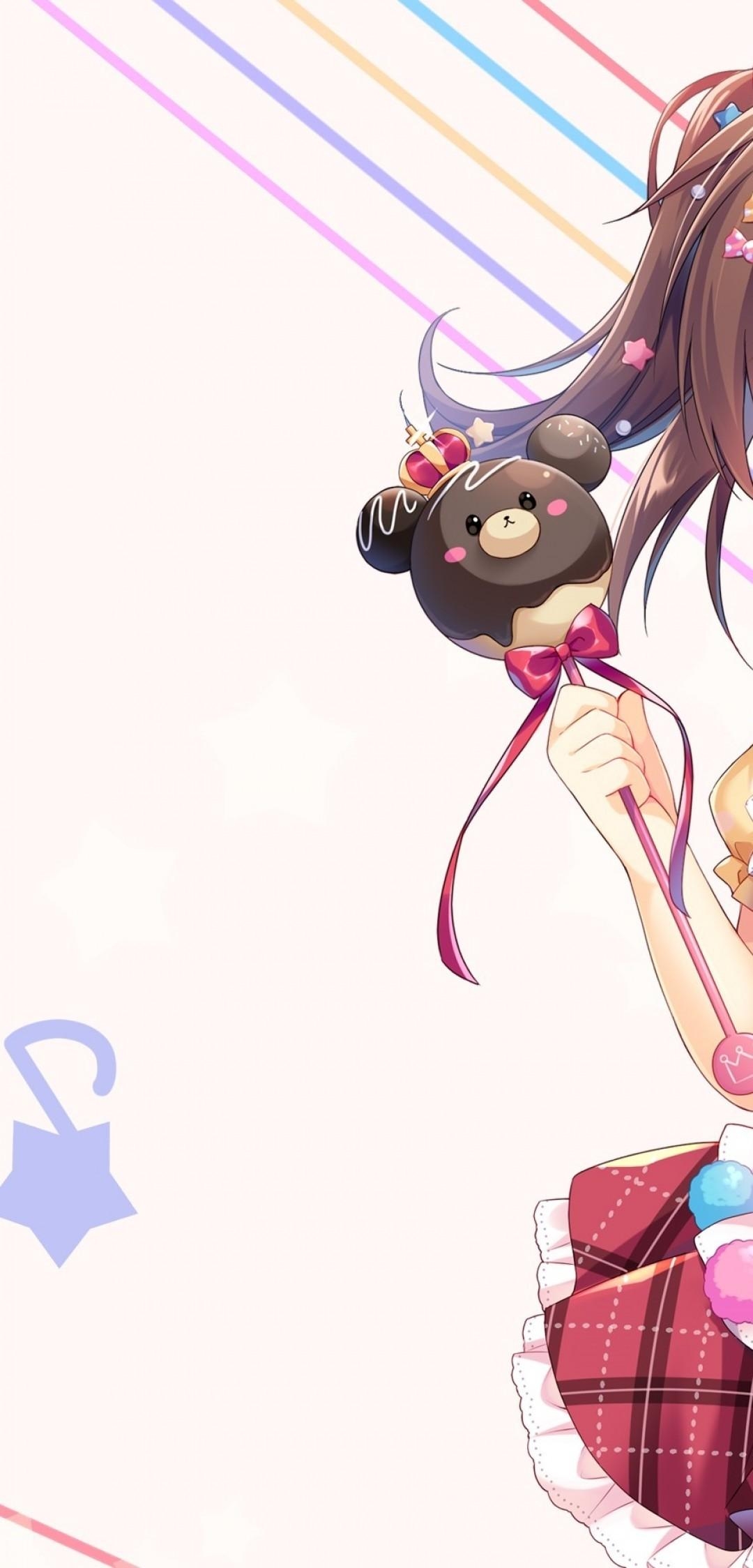 1080x2250 Download  Anime Girl, Wink, Loli, Dress, Brown Hair, Phone