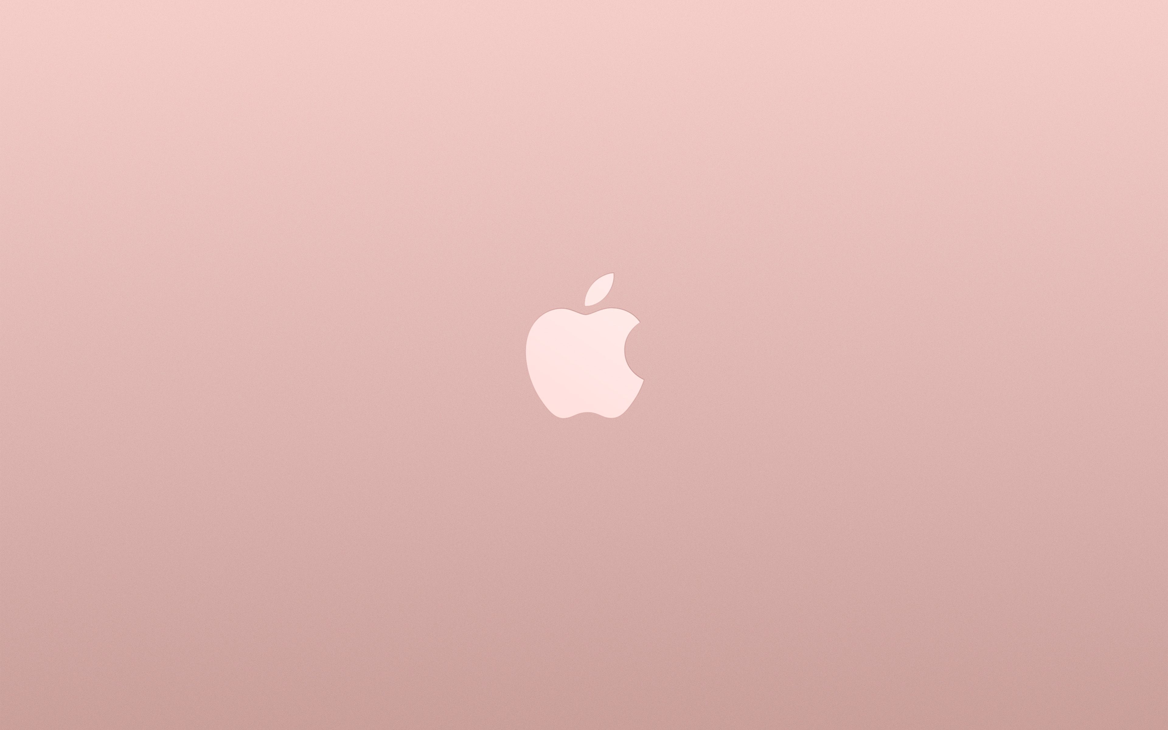 3840x2400 Logo Apple Pink Rose Gold White Minimal Illustration Art Wallpaper, Desktop