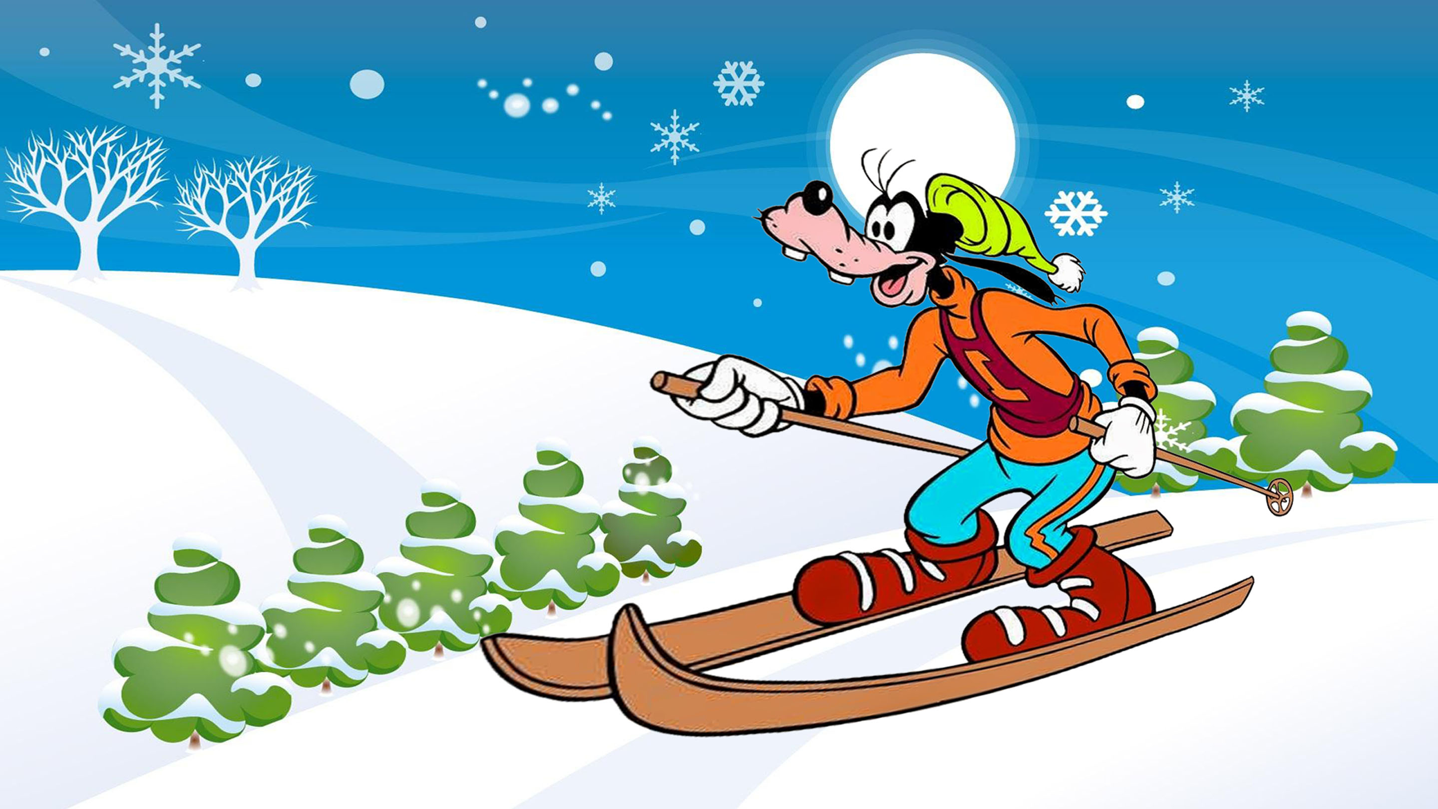 2880x1620 Walt Disney Cartoon Goofy Skiing Path Winter Mountain Snow Desktop HD Wallpaper For Mobile Phones And Computer , Wallpaper13.com, Desktop