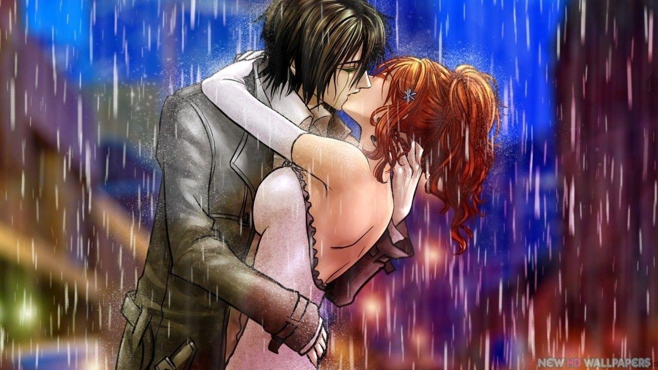 1280x720 Romance Anime Love couple kissing image HD, Desktop