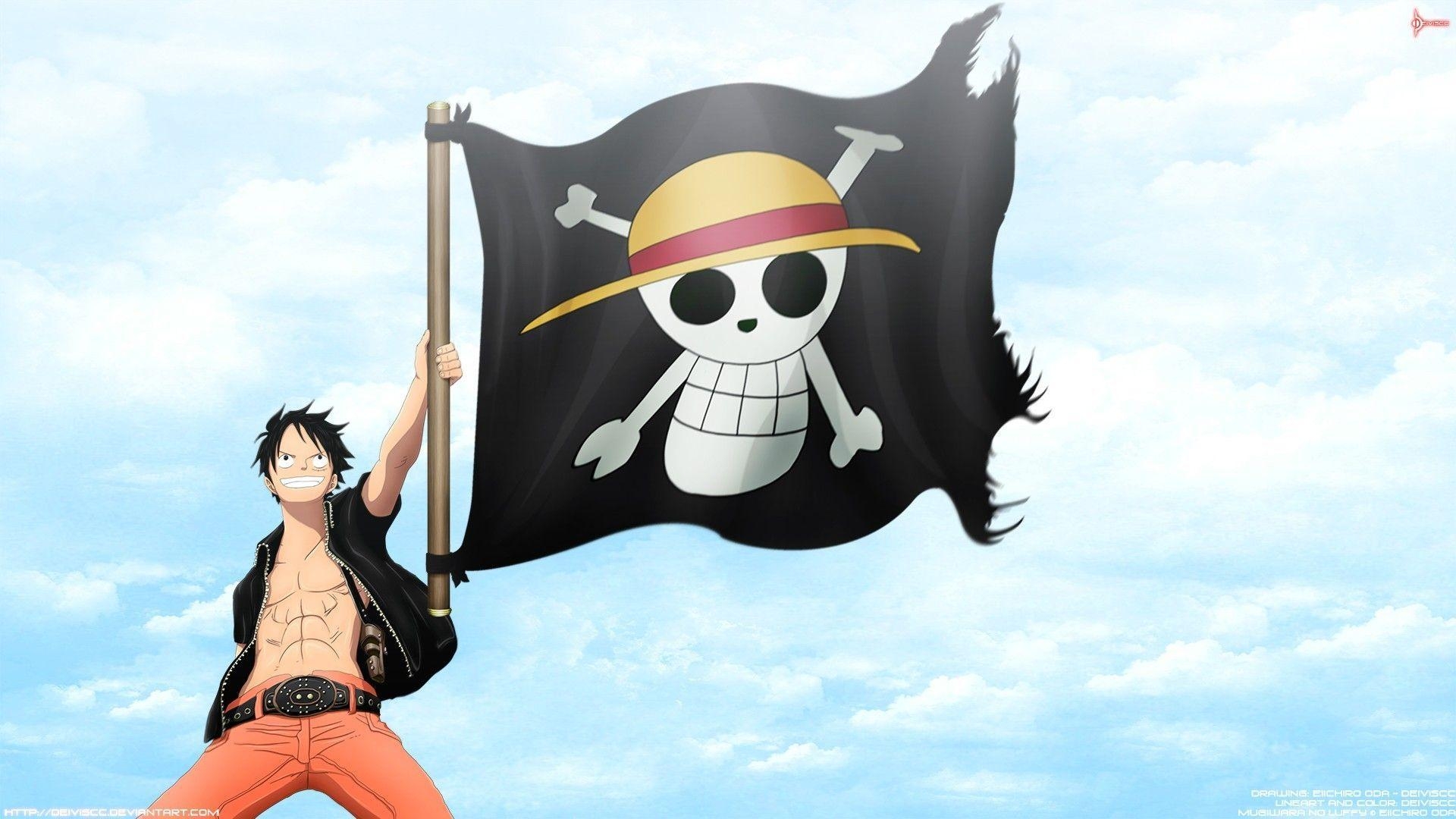 1920x1080 One Piece, #Monkey D. Luffy, #Straw Hat Pirates, #Jolly Roger, Desktop