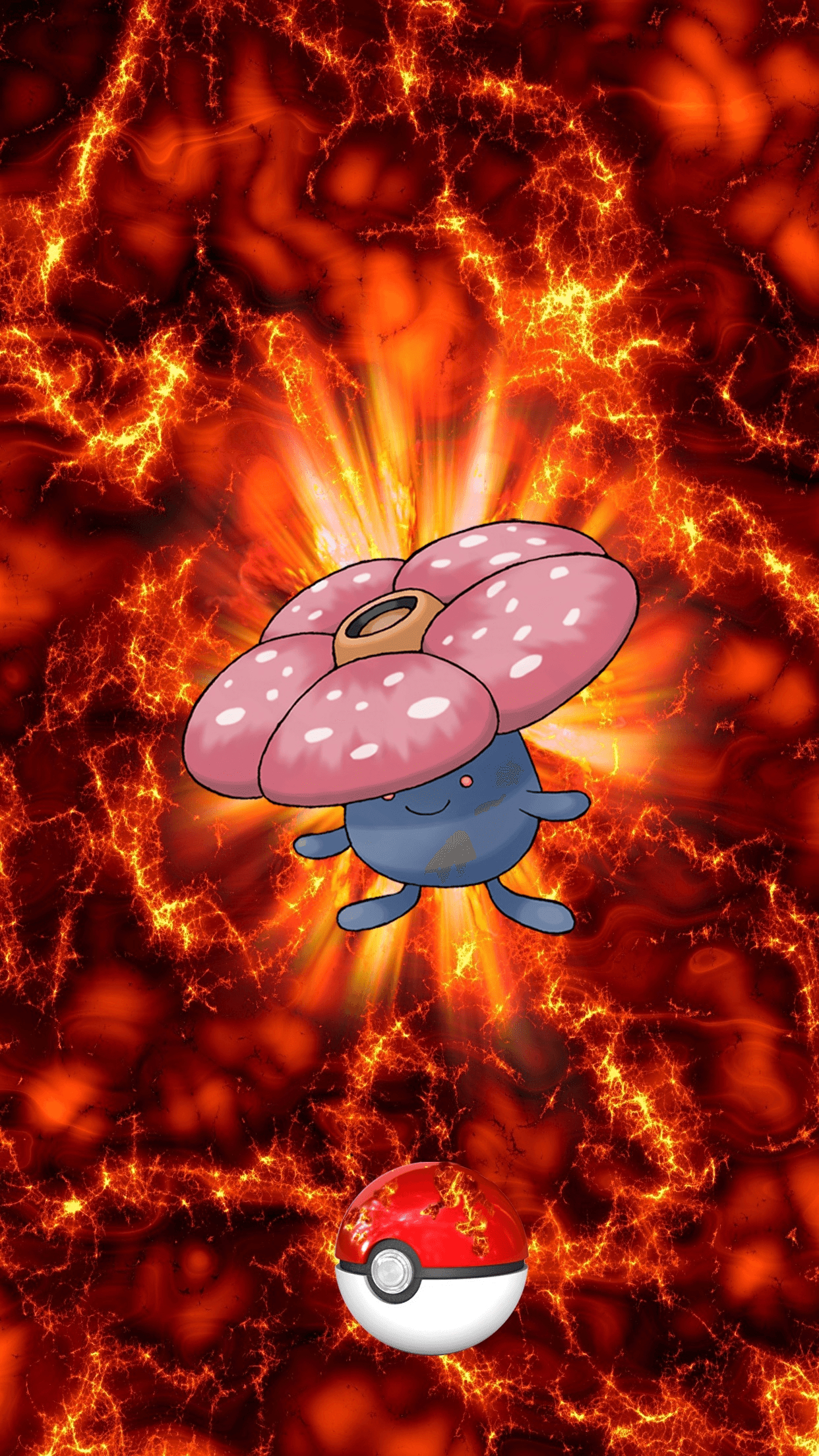 1250x2210 Fire Pokeball Vileplume Ruffresia Gloom, Phone