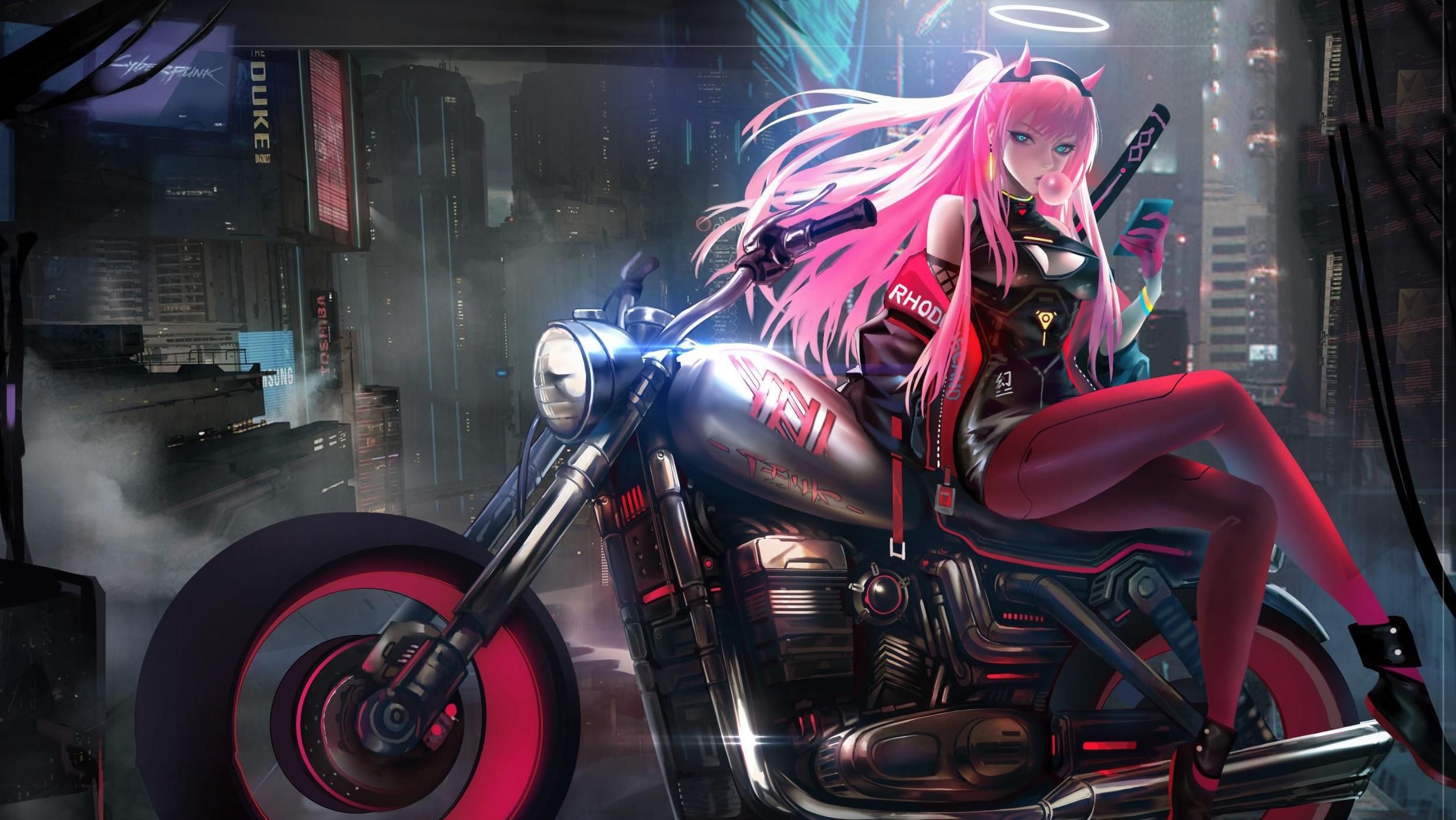 2470x1390 Anime Girl On Bike Art, HD Artist, 4k.hdqwalls.com, Desktop