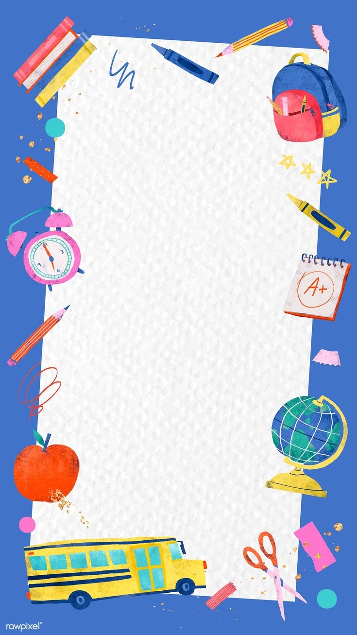 740x1310 Blue back to school frame mobile phone wallpaper vector, 4k iphone and mobile phone wallpaper. premium image. Back to school wallpaper, Kids frames, School frame, Phone