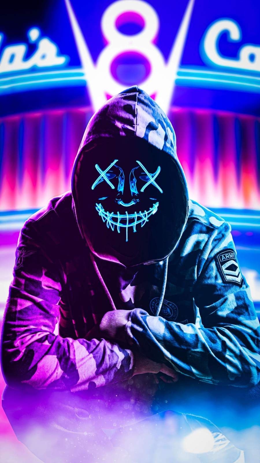 900x1600 Neon Hoodie Mask iPhone Wallpaper. Joker iphone wallpaper, Joker HD wallpaper, Neon wallpaper, Phone