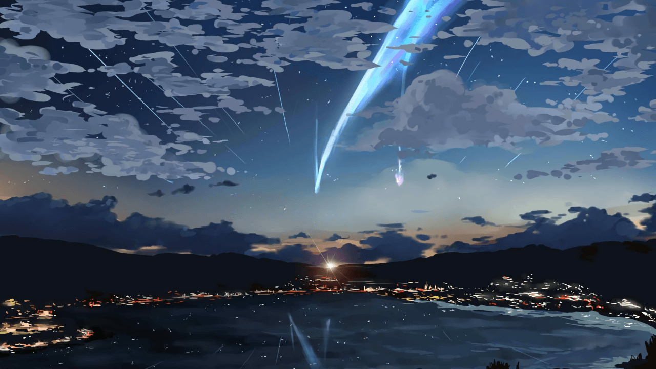 1280x720 Download  Your Name, Sky, Stars, Kimi No Na Wa, Lights, Desktop