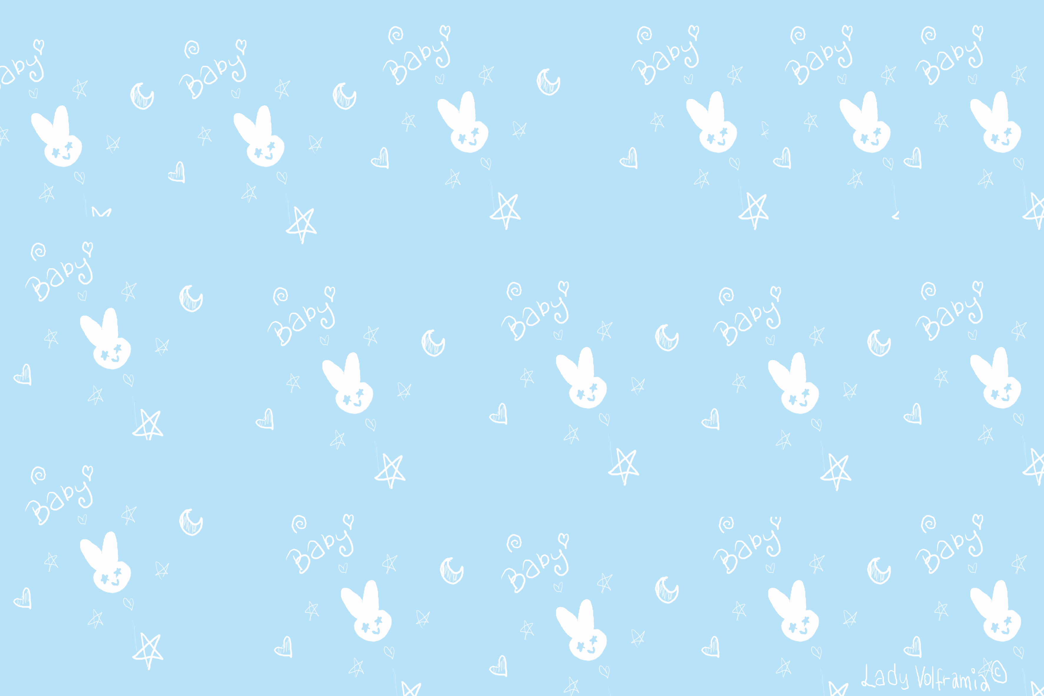 3550x2370 Kawaii Blue Wallpaper, Desktop