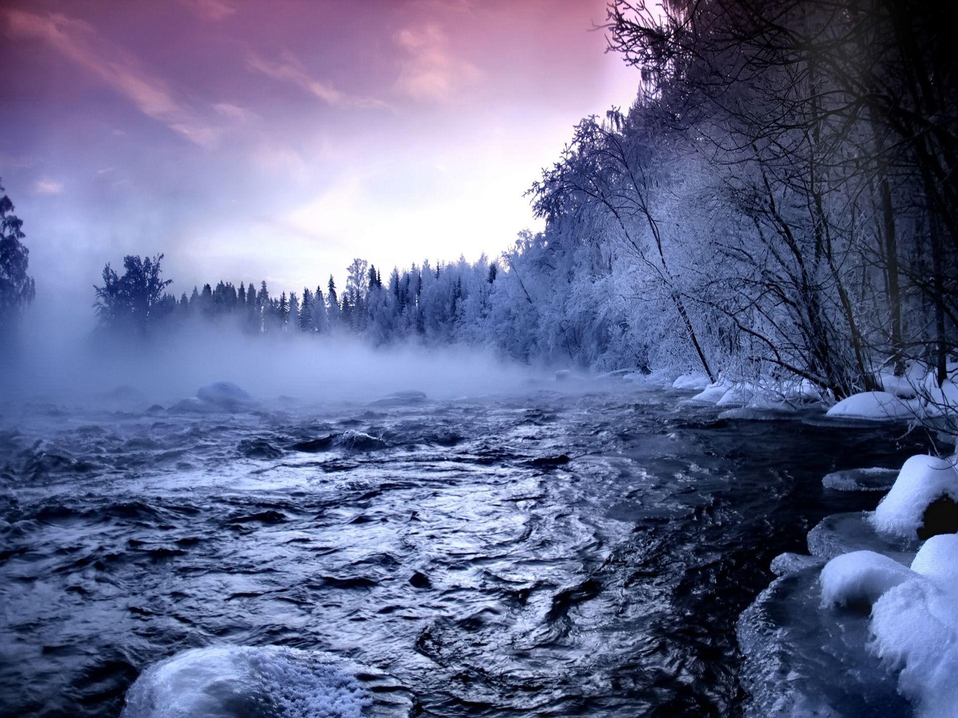 1920x1440 Winter river Wallpaper Winter Nature, Desktop