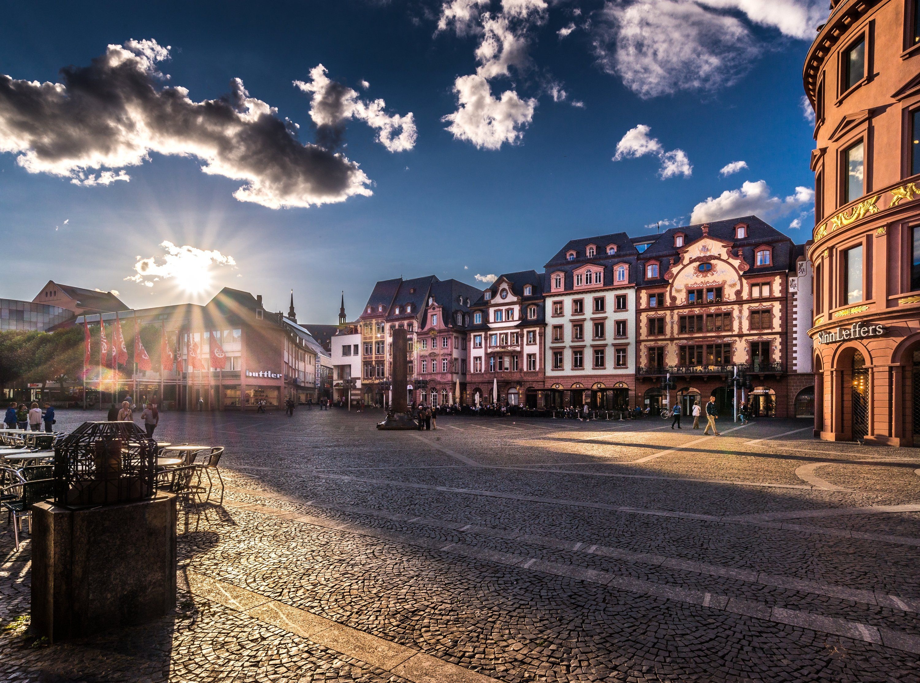 3000x2230 Germany Houses Sunrises and sunsets Sky Street Clouds Mainz Cities, Desktop