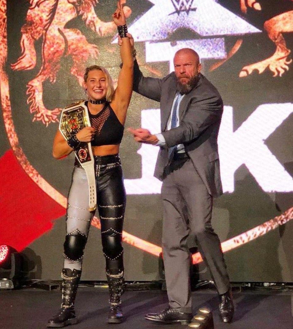 960x1080 UK Women's Champion Rhea Ripley with Triple H. W.W.E, Phone