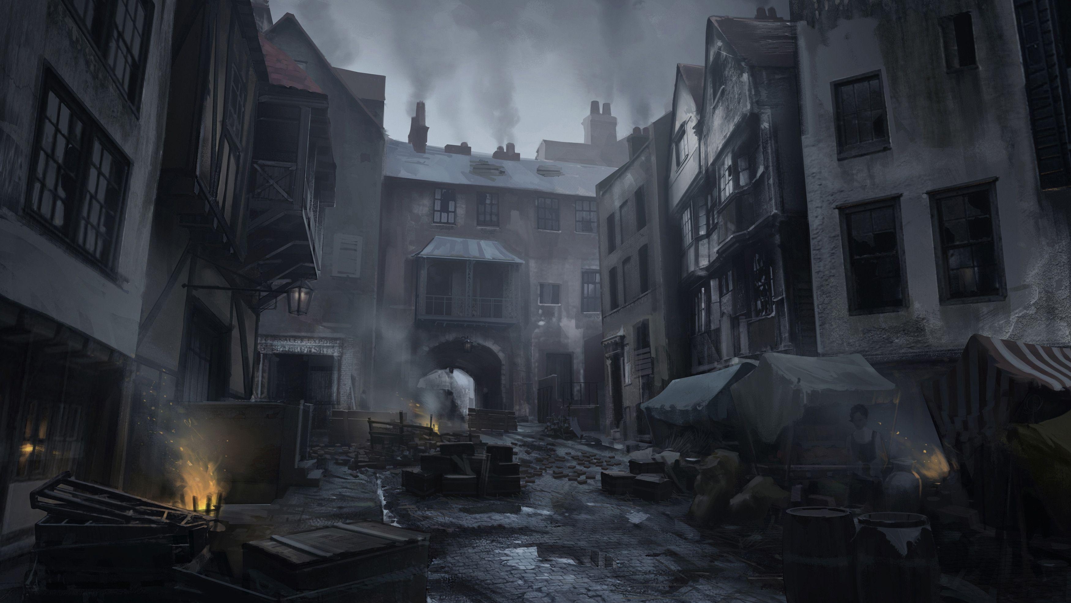 3500x1980 The backstreets of Whitechapel [], steampunk_wallpaper, Desktop