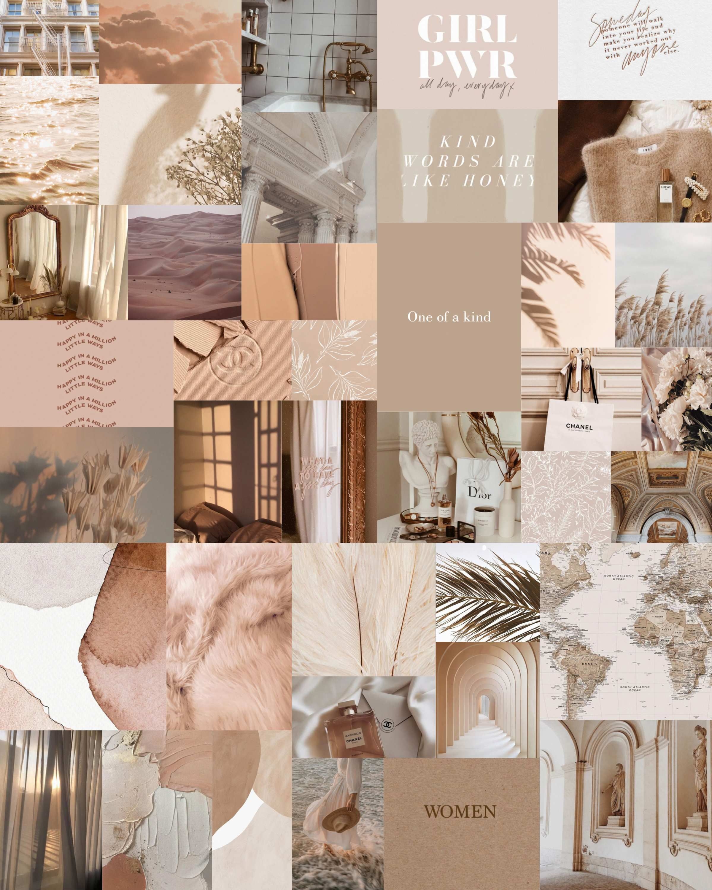 2400x3000 Beige Wall Collage Kit, Tan Aesthetic, DIGITAL Prints, Wall Kit, Aesthetic Room Decor, Instant 40 Pcs. Aesthetic desktop wallpaper, Aesthetic room decor, Wall collage decor, Phone