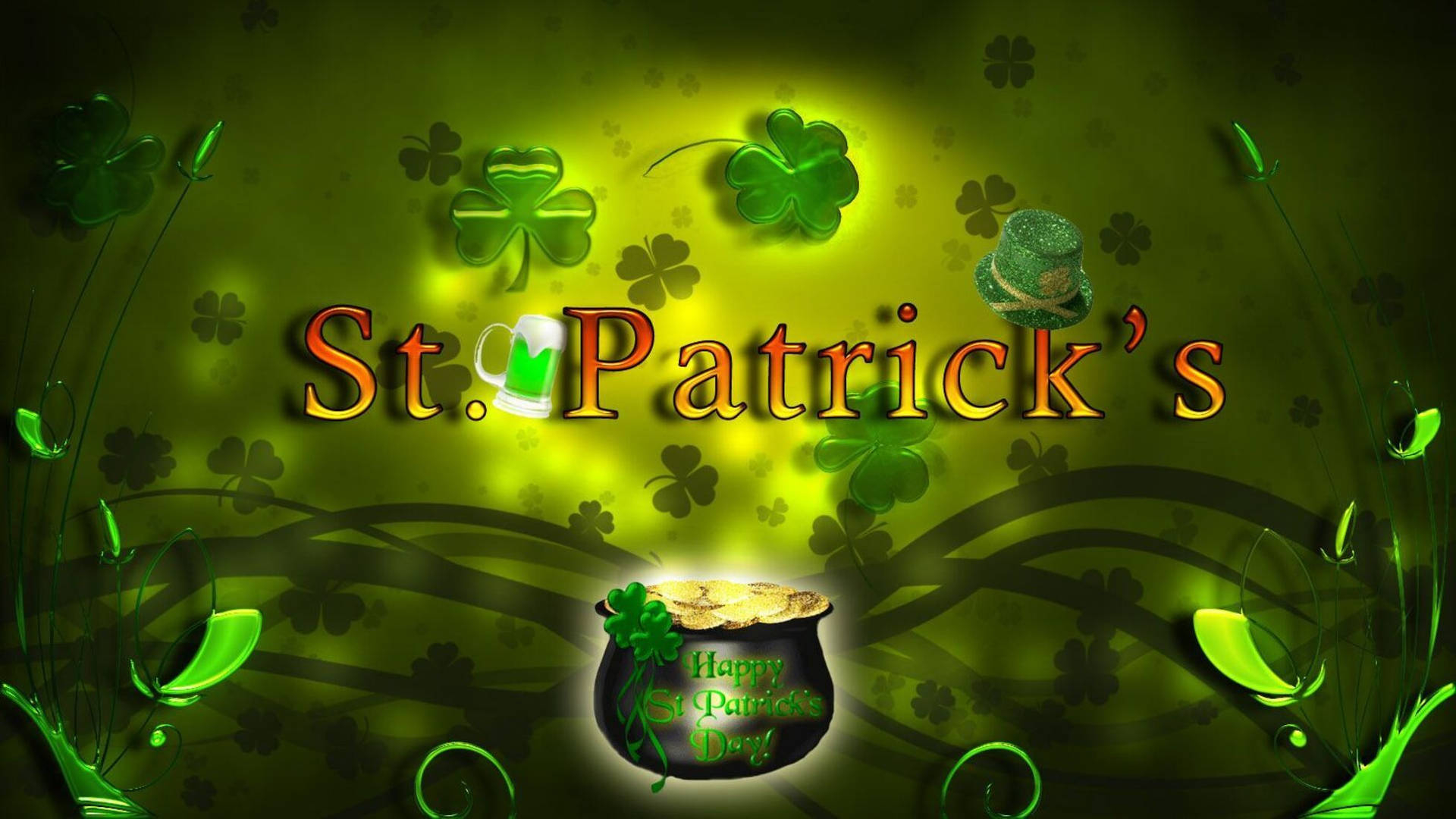 1920x1080 Download free Glowing Green St Patrick, Desktop