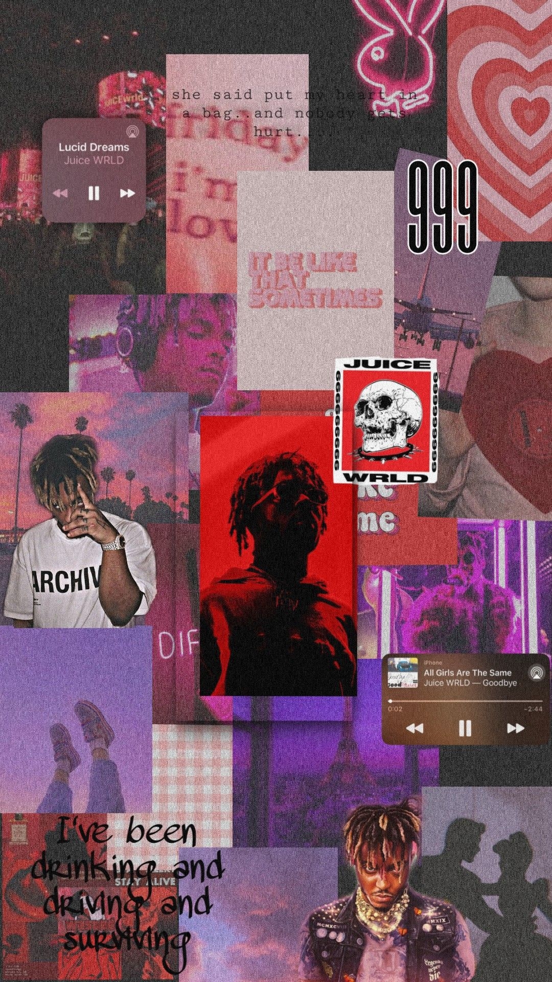 1080x1920 Juice wrld aesthetic wallpaper collage, Phone