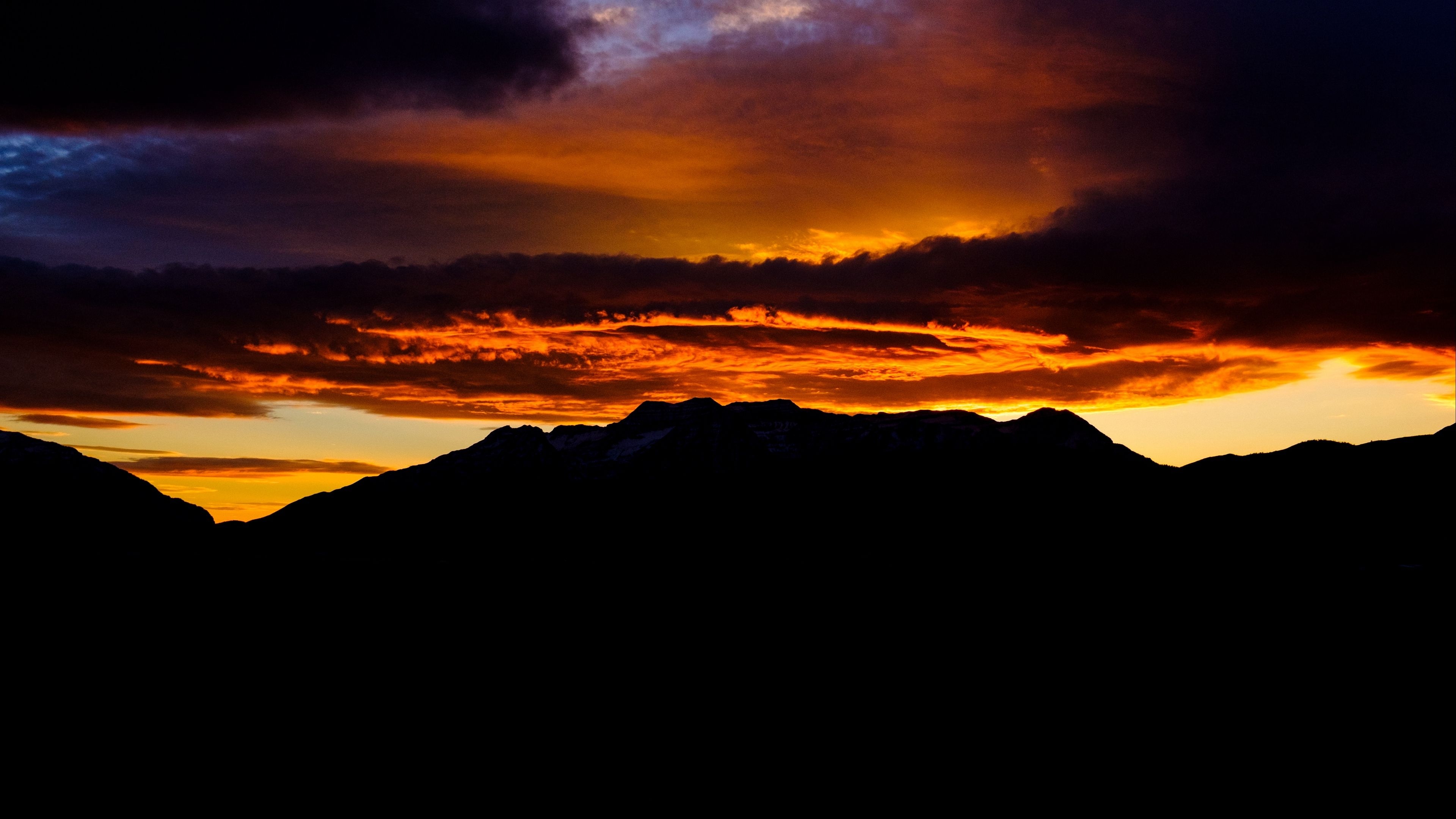 3840x2160 Wallpaper 4k mountains, sky, sunset, clouds, dark 4k Mountains, Sky, sunset, Desktop