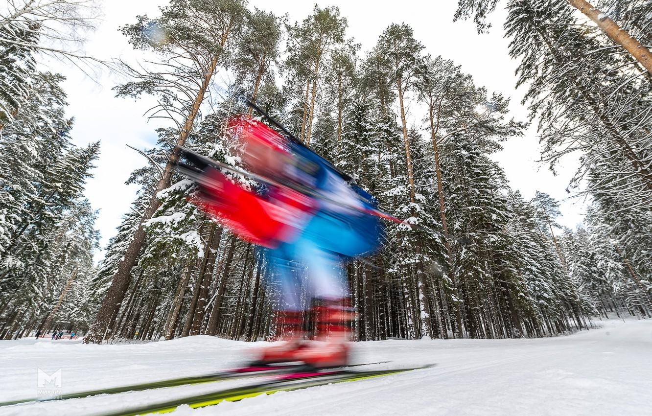 1340x850 Wallpaper winter, forest, speed, biathlon, biathlete image, Desktop