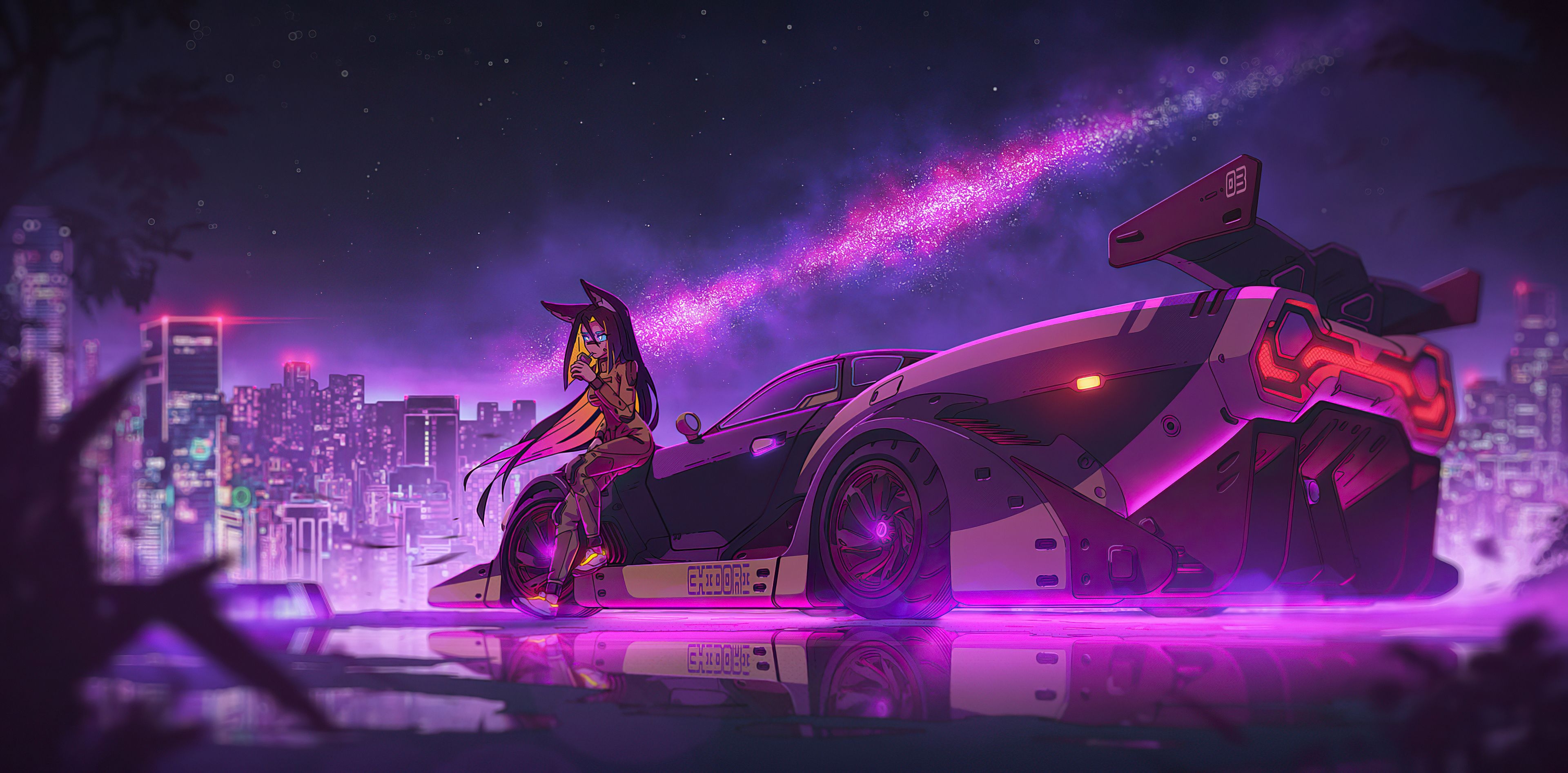 3840x1900 Anime Girl Cyberpunk Ride 4k 2048x1152 Resolution HD 4k, Dual Screen