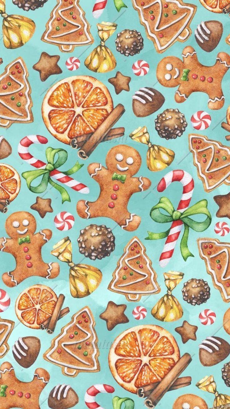 740x1310 Gingerbread Men and Candy Cones. Wallpaper for your Phone, Phone