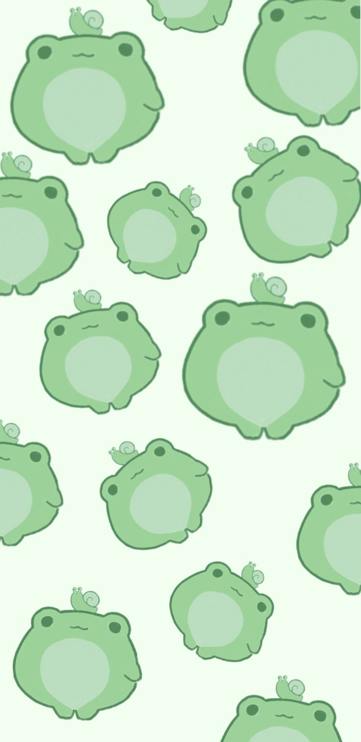 740x1520 Frog and snail wallpaper. Frog wallpaper, Cute green wallpaper aesthetic, Cute doodle art, Phone