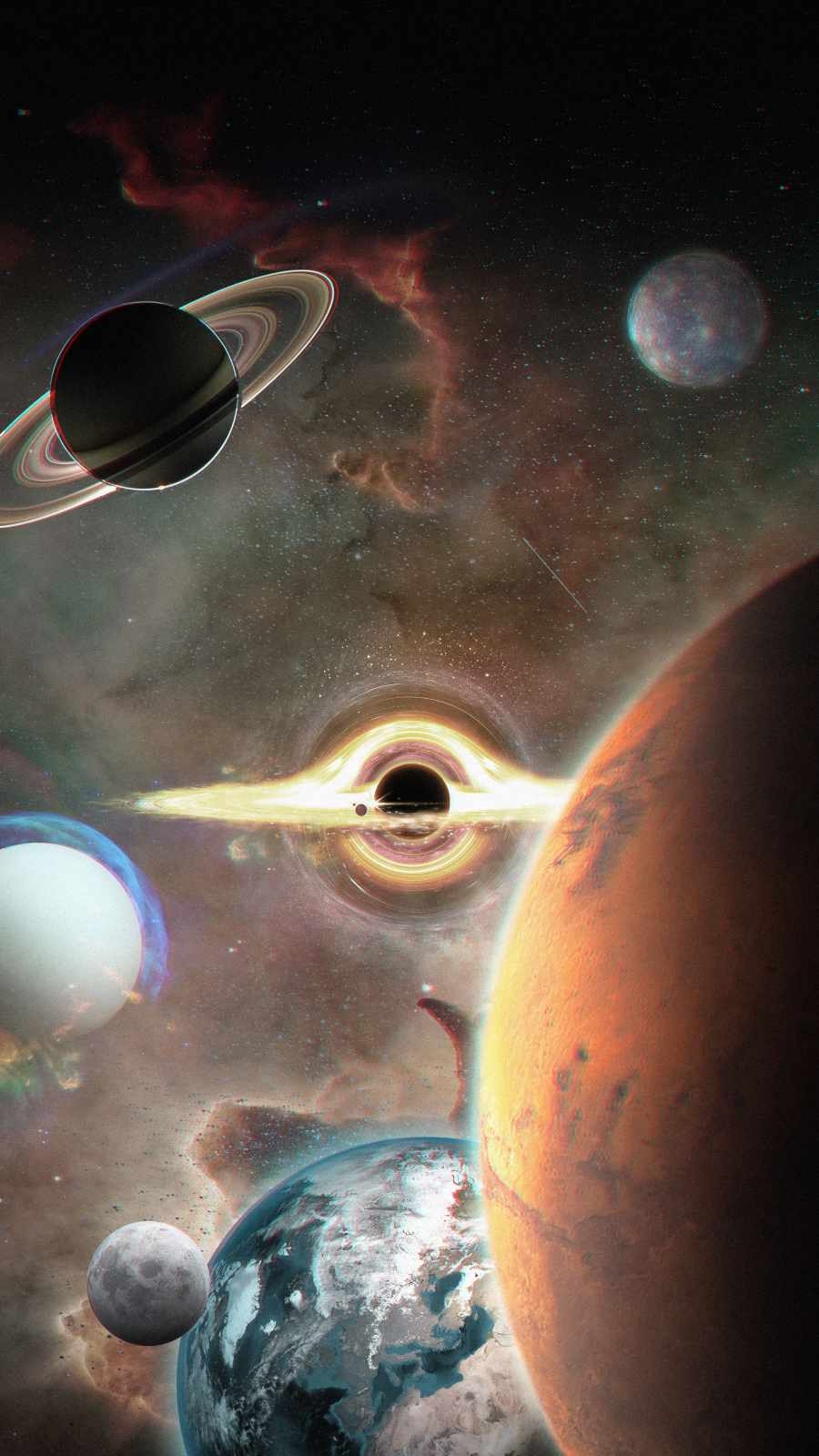 900x1600 Black Hole Planets Wallpaper, iPhone Wallpaper, Phone