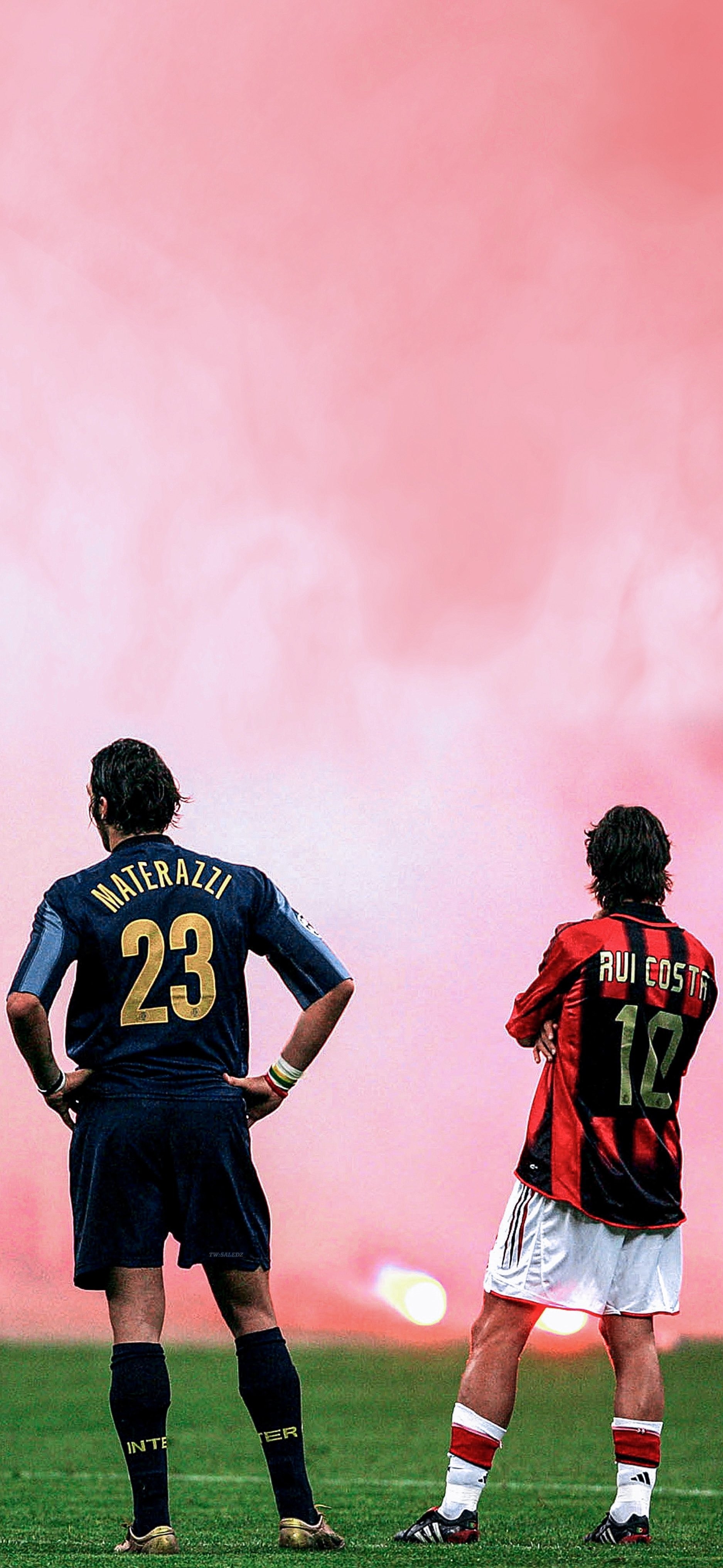 1880x4070 خالدز #Wallpaper & #Header, Marco Materazzi and Rui Costa during the Milan derby at San Siro in 2005, Phone