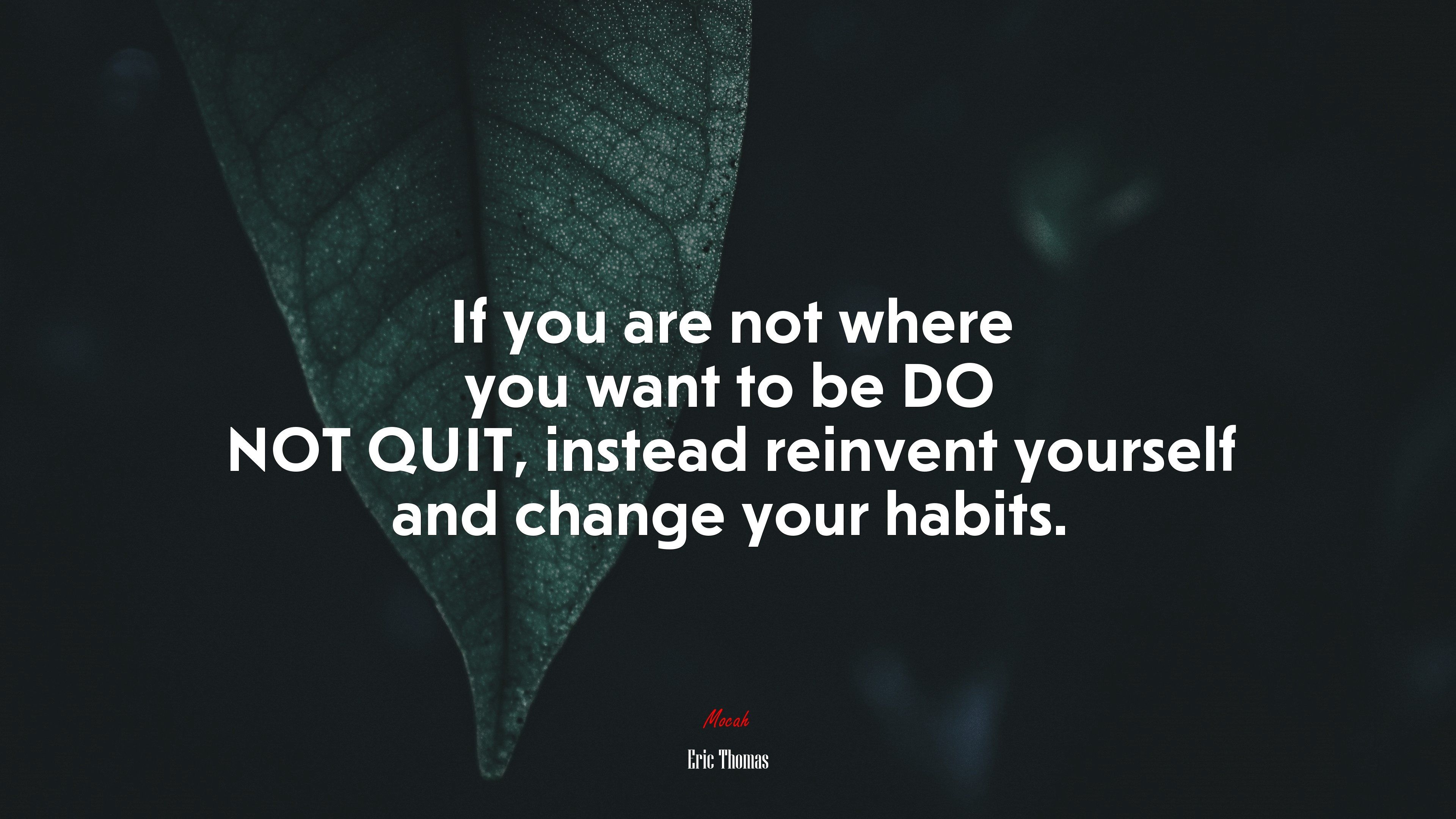 3840x2160 If you are not where you want to be DO NOT QUIT, instead reinvent yourself and change your habits. Eric Thomas quote, 4k wallpaper. Mocah.org HD Desktop Wallpaper, Desktop