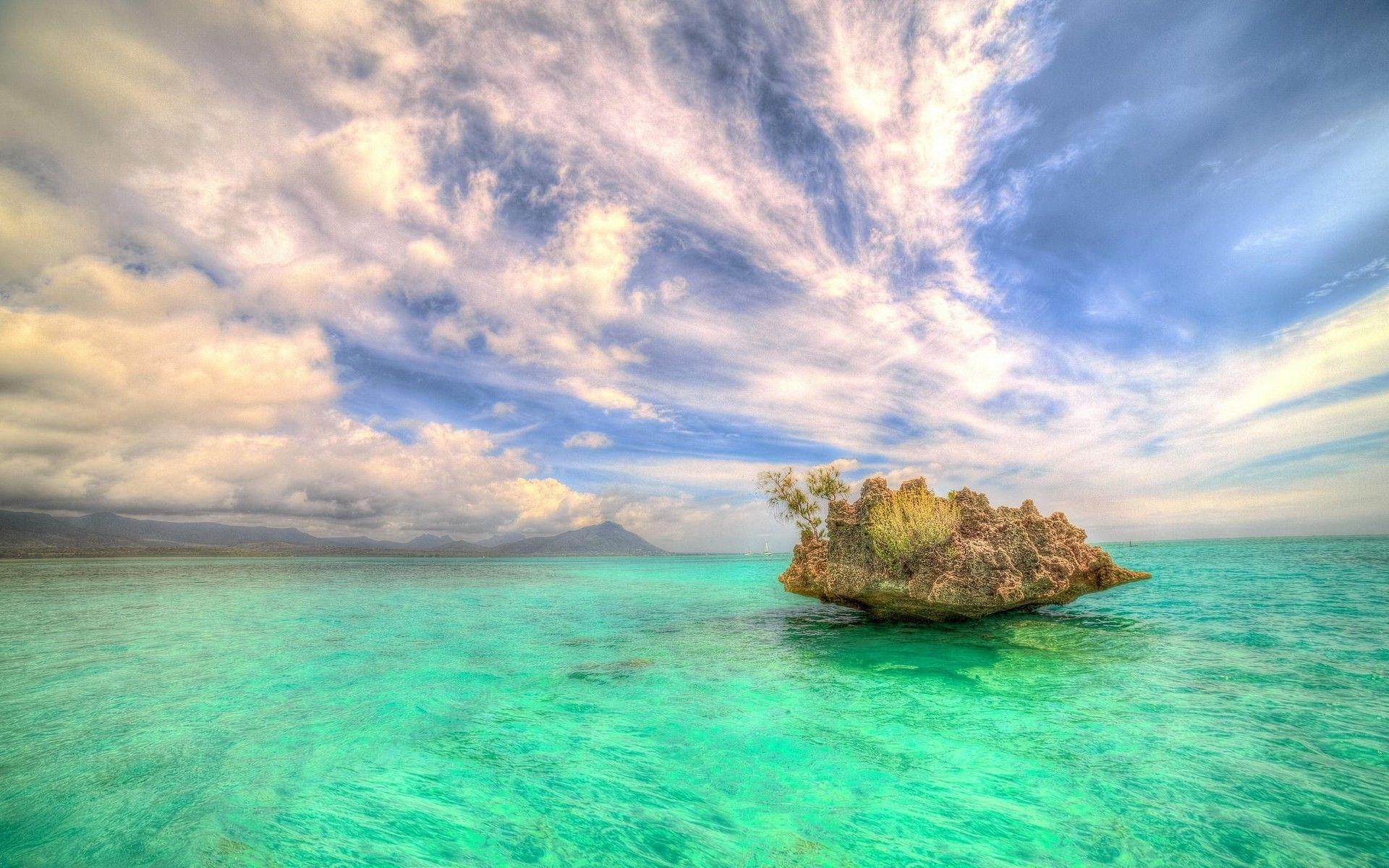 1920x1200 landscape, Nature, Rock, Island, Sea, Turquoise, Water, Mauritius, Desktop