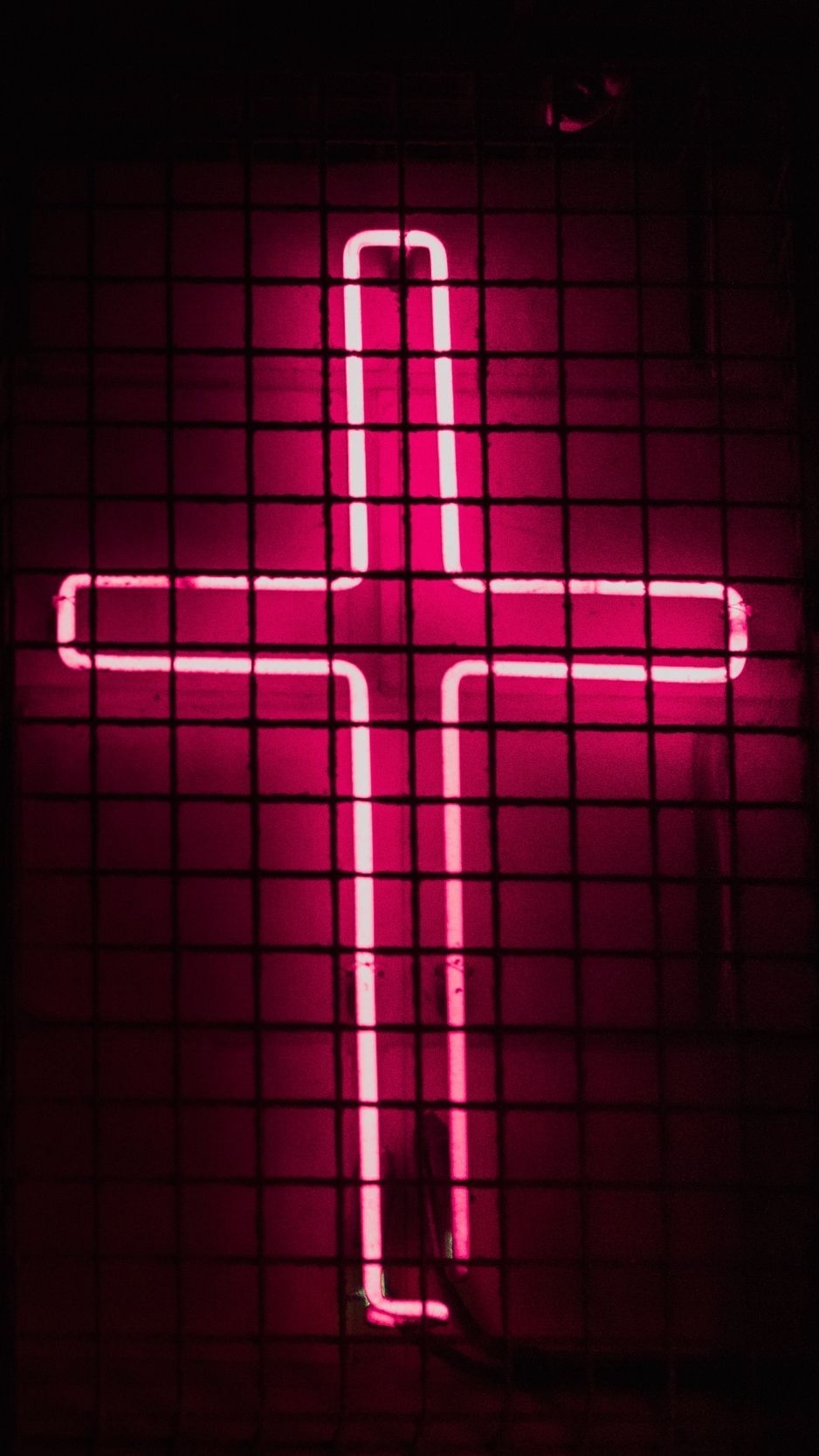 940x1670 Wallpaper cross, neon, lights, mesh. Neon, Phone