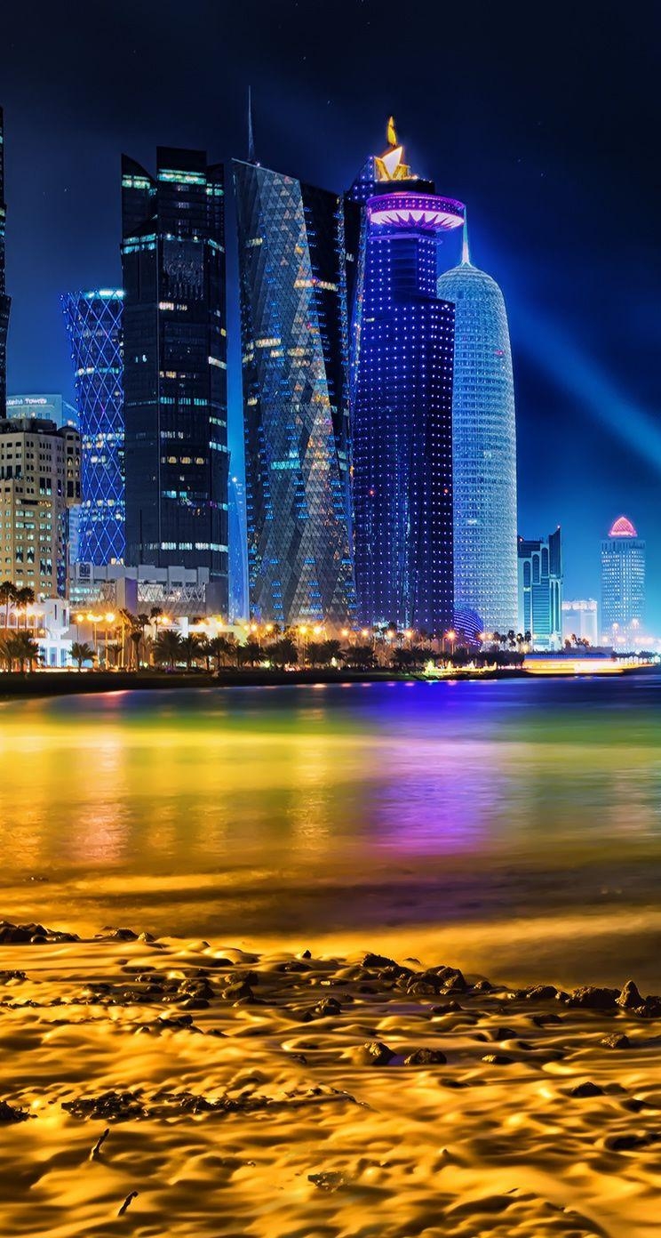 750x1400 Doha Qatar Skyline iPhone se Wallpaper Download. iPhone, Phone