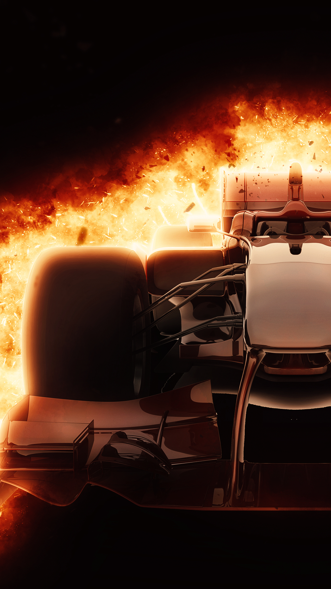 1080x1920 Burning F1 Car Samsung Z Fold 3 Wallpaper, Phone