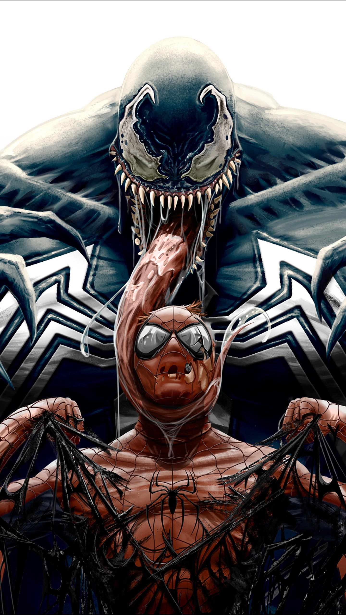 1440x2560 Venom Vs Spider Man Artwork 4K Wallpaper, Phone