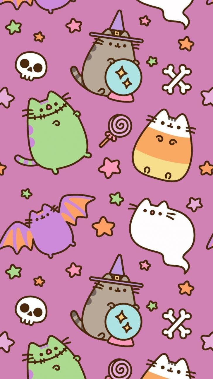 730x1300 Wallpaper HD: Pusheen, Kawaii, Halloween, Wallpaper, Wallpaper, kawaii, Cute, Halloween, Wallpaper, Phone