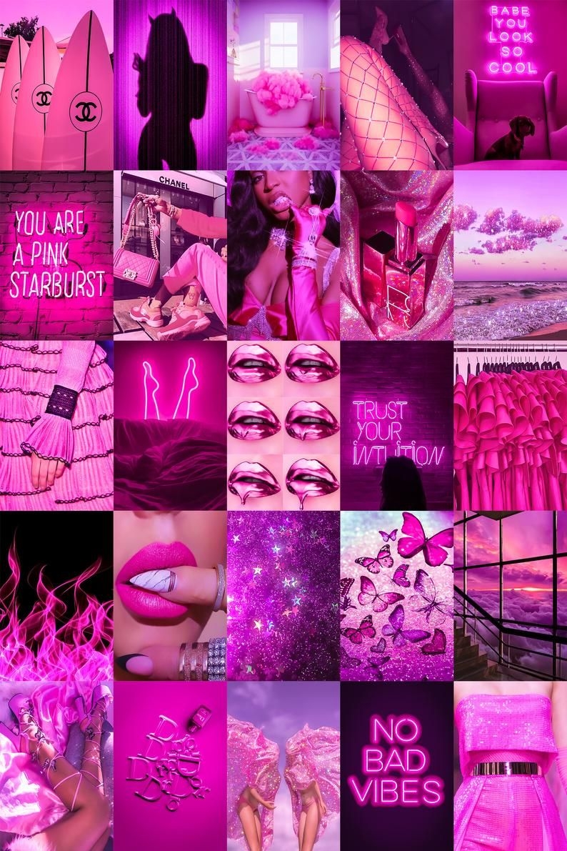 800x1200 PRINTED Boujee Pink Neon Photo Collage Kit Hot Pink Aesthetic. Etsy. Pink wallpaper girly, Hot pink wallpaper, Pink tumblr aesthetic, Phone