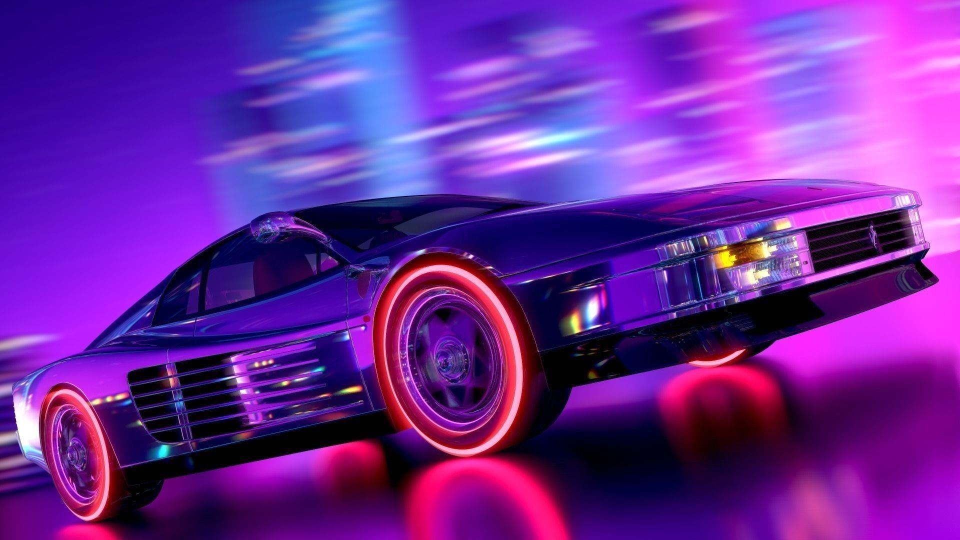 1920x1080 Ferrari Testarossa Retrowave Style Wallpaper. Wallpaper, Desktop