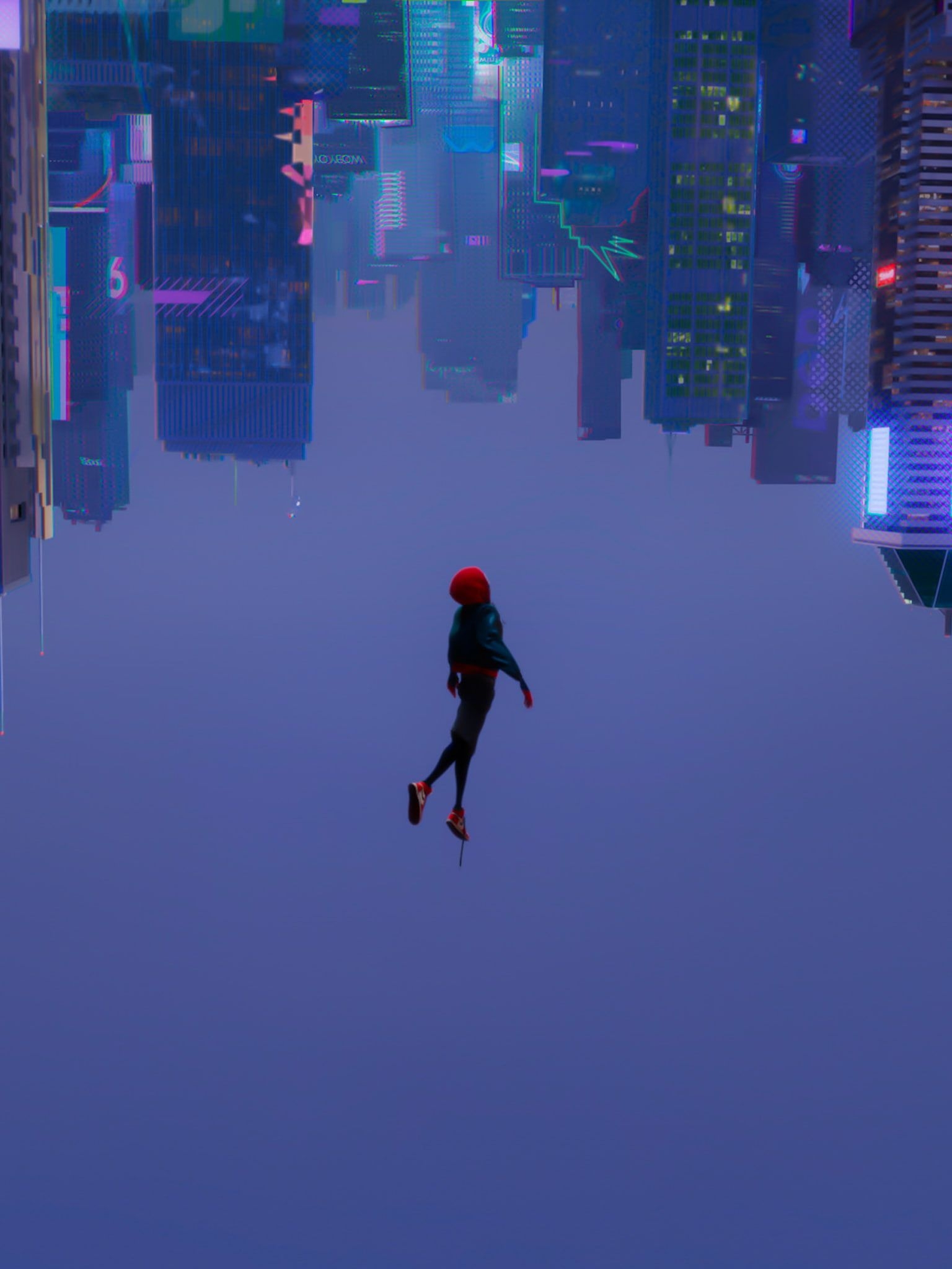 1540x2050 Spider Man Miles Morales #artwork Upside Down #cityscape Spider Man: Into The Spider Verse Port. Marvel Phone Wallpaper, Marvel Wallpaper Hd, Cityscape Wallpaper, Phone