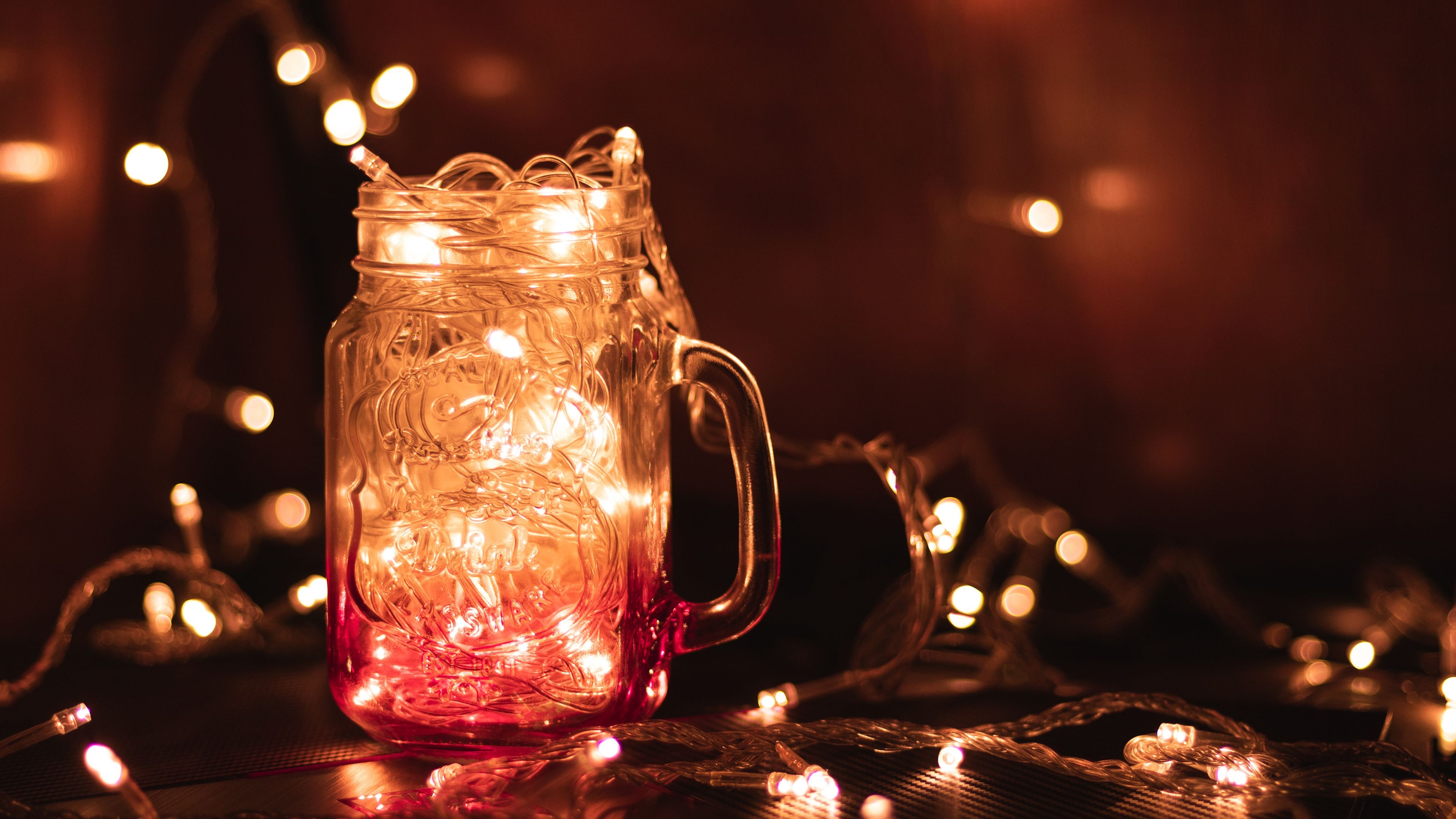 3840x2160 Lights in Glass Jar 4K Wallpaper, Desktop