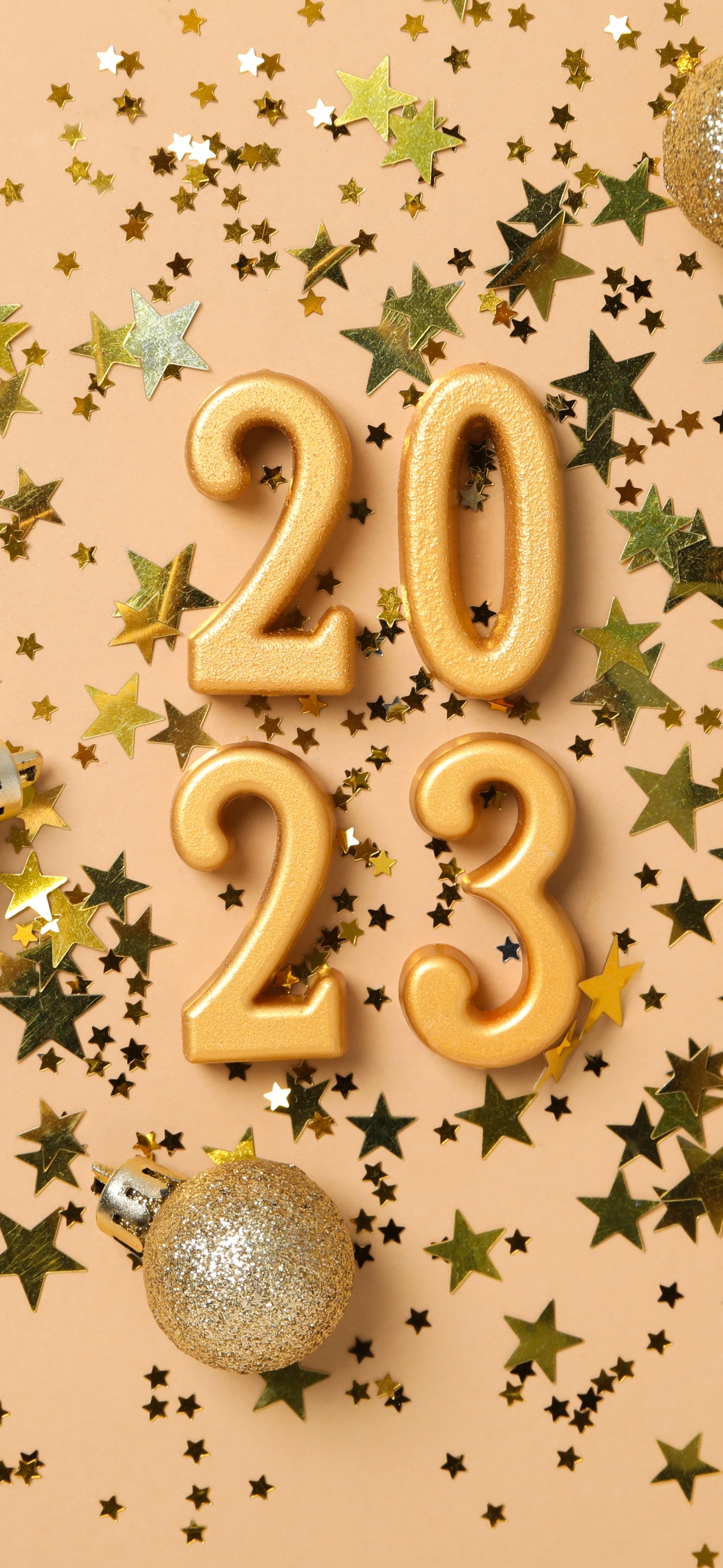 1290x2800 2023 New Year Wallpaper 4K, Happy New Year, Christmas Decoration, Celebrations New Year, Phone