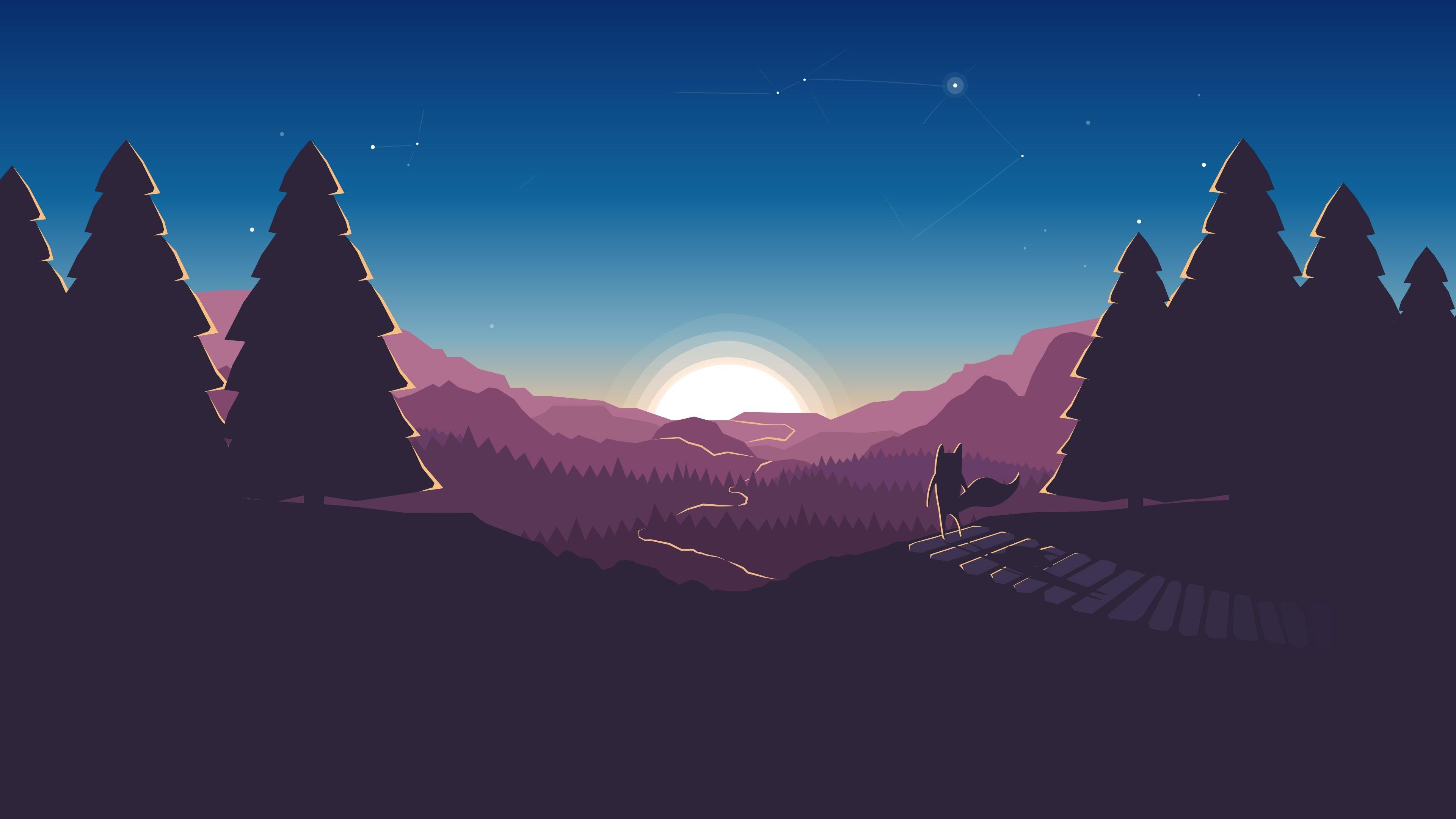 3840x2160 download fox forest minimalism 7680x4320 resolution HD 4k wallpaper. Desktop wallpaper art, Minimalist wallpaper, Planets wallpaper, Desktop