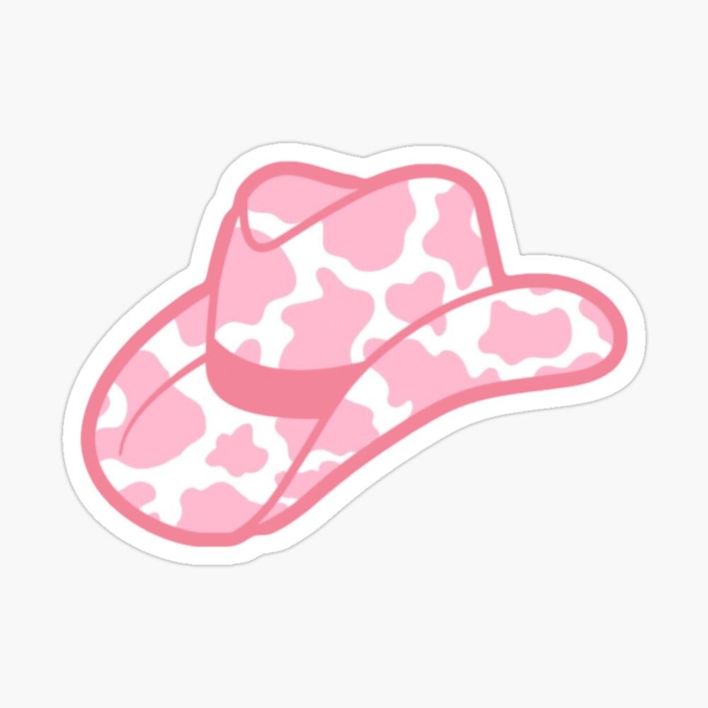 1000x1000 pink cow print cowgirl hat Sticker by Julia Santos. Cute laptop stickers, Preppy stickers, Tumblr stickers, Phone