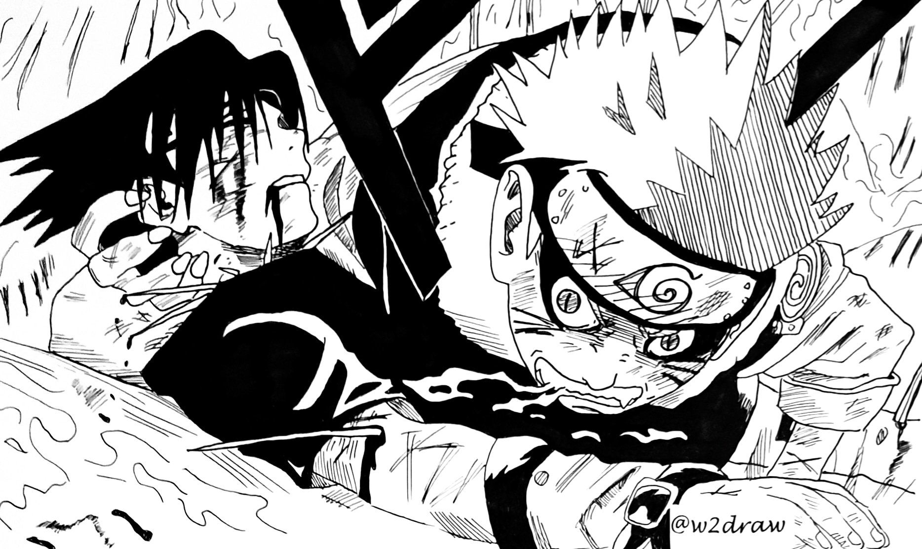 1870x1120 I drew one of my favourite manga panels, Naruto. Anime character drawing, Manga vs anime, Anime, Desktop