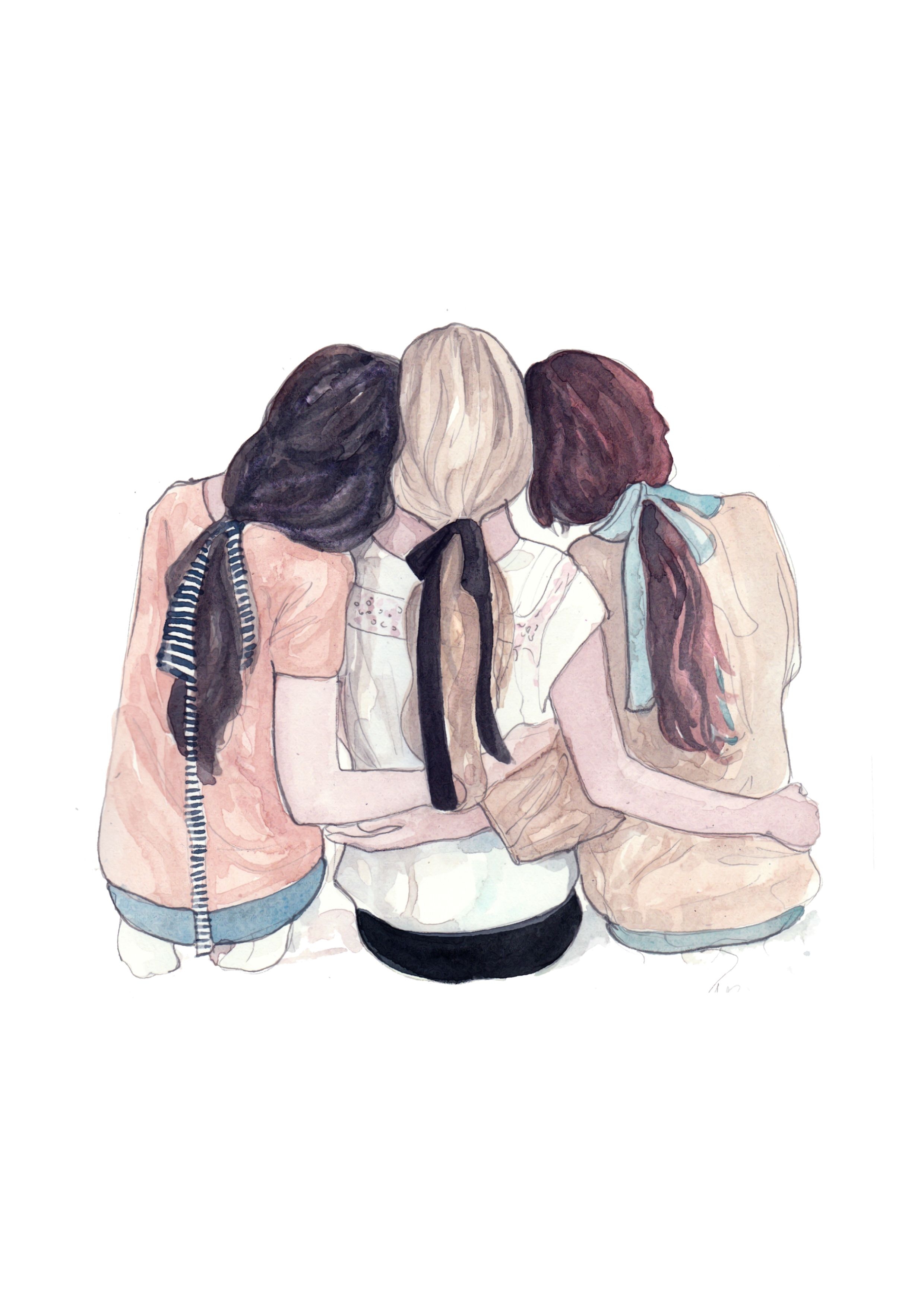 2480x3510 Best friends trio by Pinodesk #fashionillustrations #hairstyle #bff #sisters #besties. Bff drawings, Best friend drawings, Friends illustration, Phone