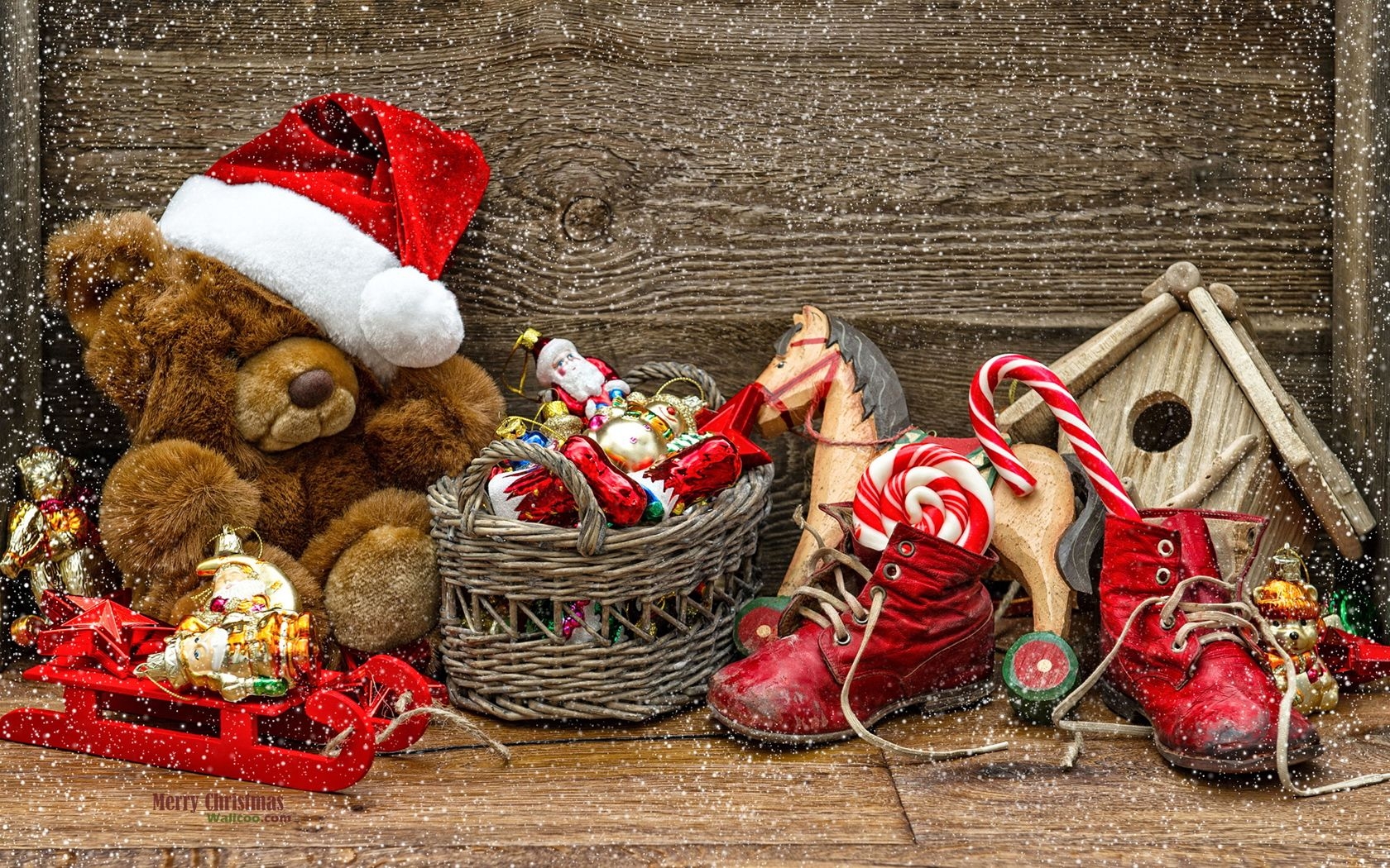 1680x1050 Christmas Fun Things Teddy Bear Background, Desktop